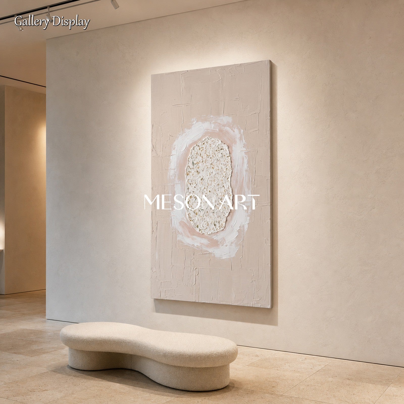 Minimalist Beige Textured Wall Art With Gold Accents For Modern Living Room And Bedroom Decor
