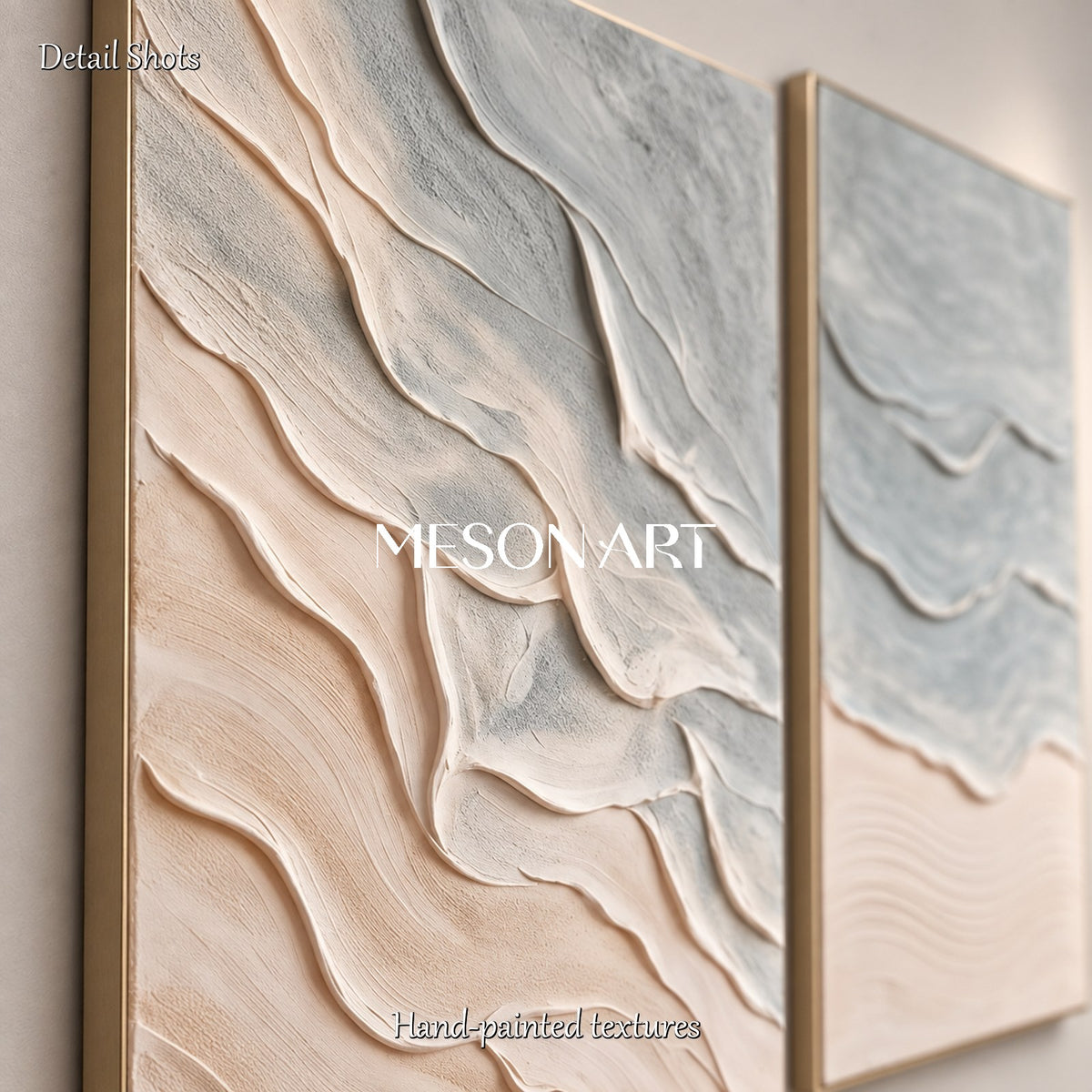 Blue And Beige Beach Ocean Art Rectangular Wall Decor Original Artist By Mesonart