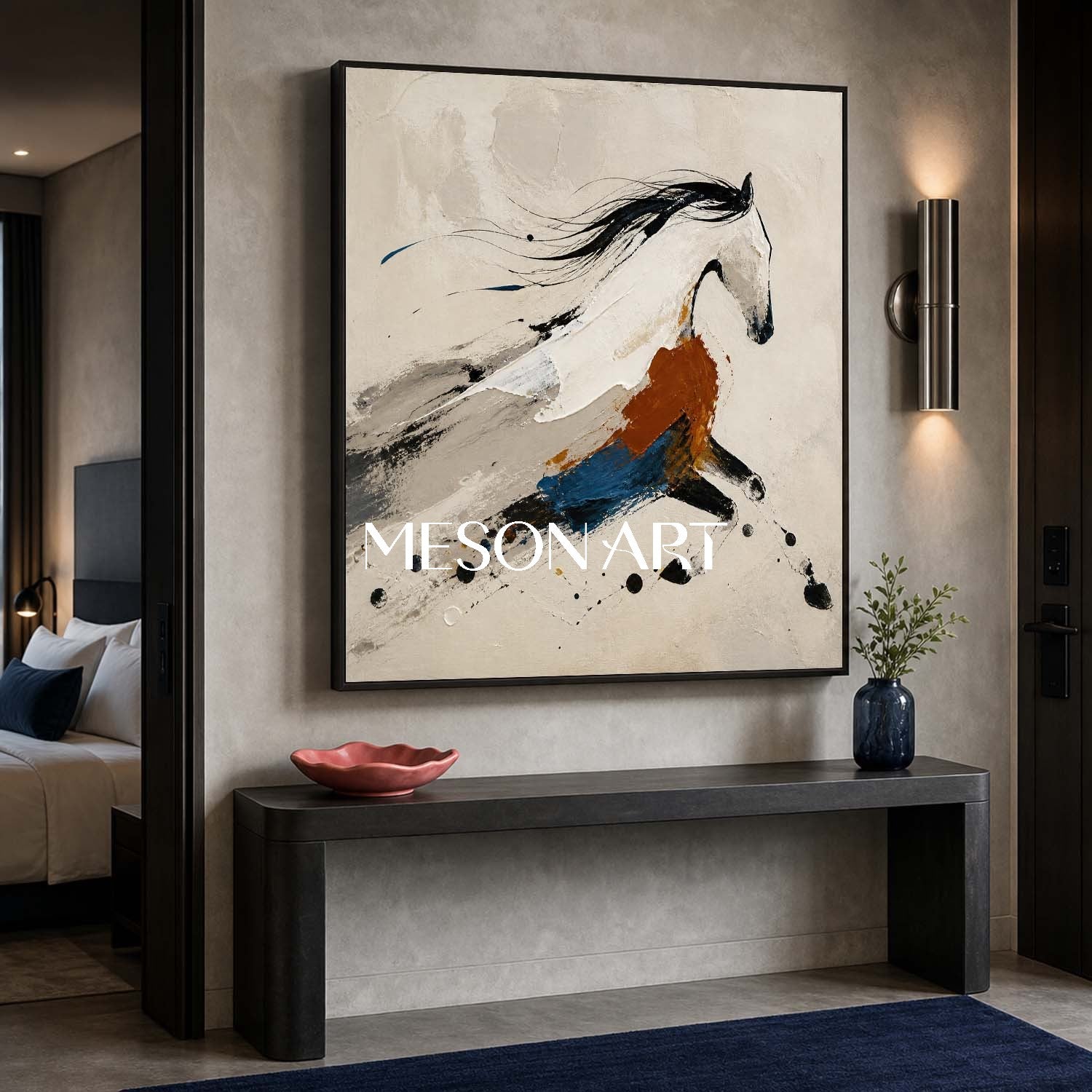 Abstract Horse Canvas Art Minimalist Wall Decor For Living Room And Office