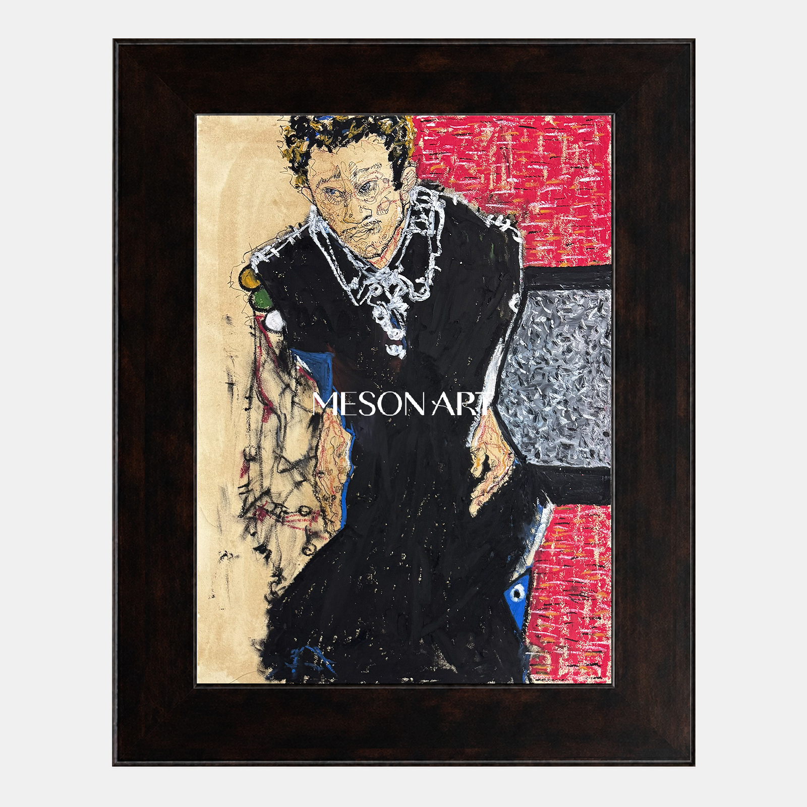 Black And Red Contemporary Painting Original Artist Statement Artwork Rectangular Wall Decor For Living Room By Mesonart