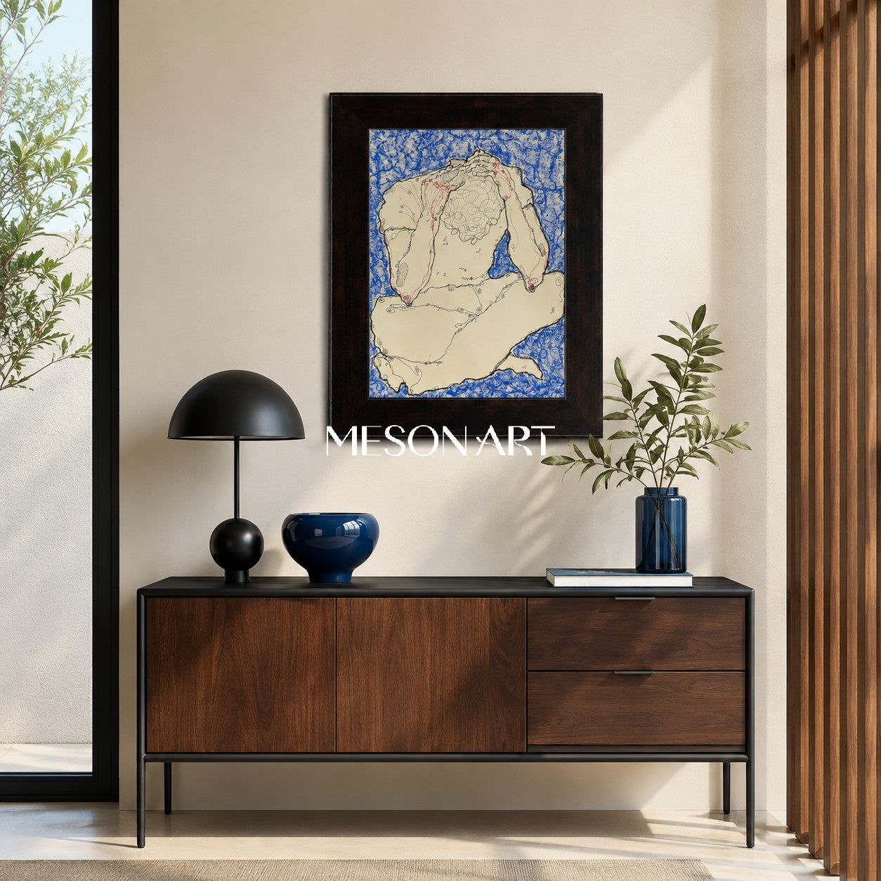 Blue And White Fine Art Statement Piece Rectangular Wall Decor For Living Room Original Artist By Mesonart