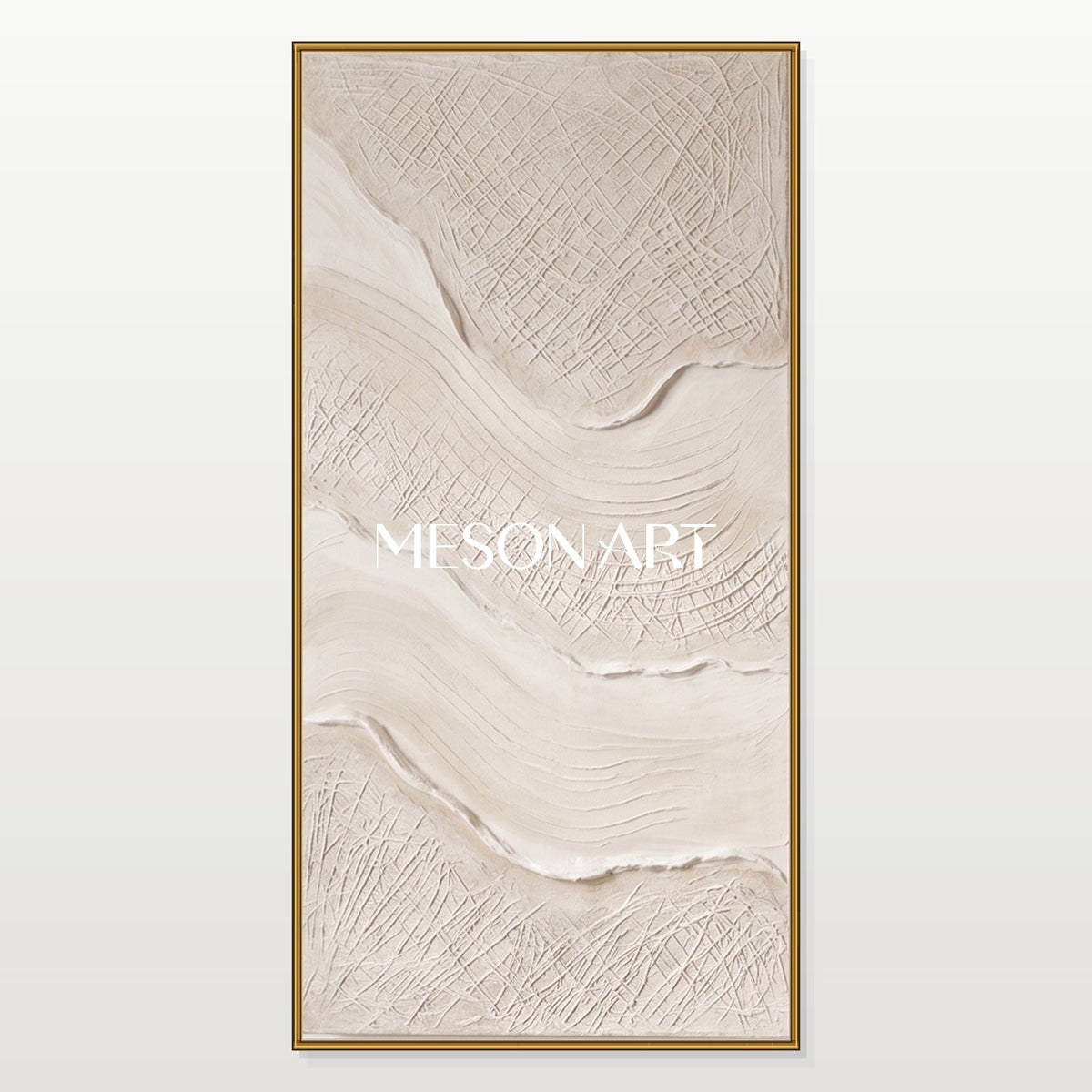Beige 3D Textured Decorative Painting Panoramic Rectangular Wall Art Original Artist Hand Painted By Mesonart