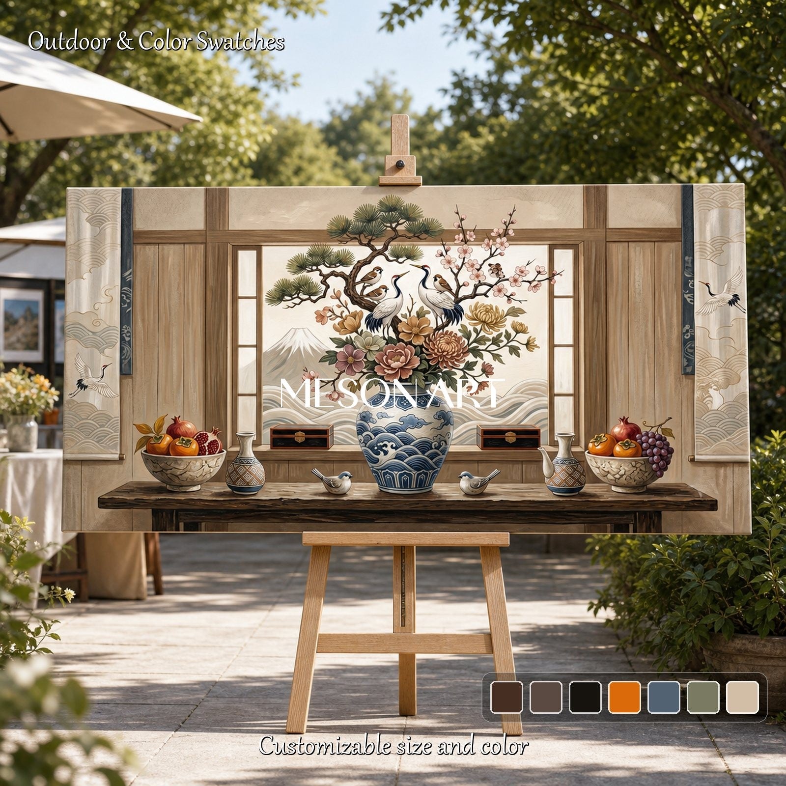 Large Wabi Sabi Still Life Painting Natural Tones Wall Art For Living Room And Dining Room Decor