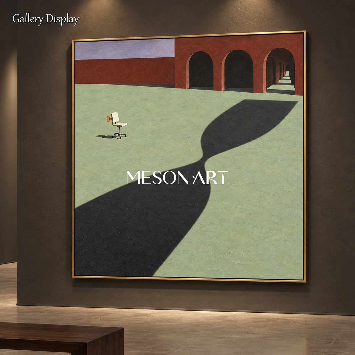 Green And Black Surrealist Abstract Painting Square Wall Art For Living Room By Mesonart