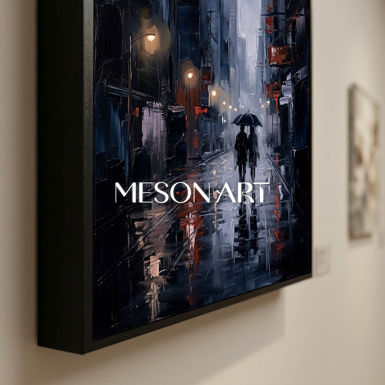 Abstract City Painting With Plaster Texture For Modern Living Room Decor