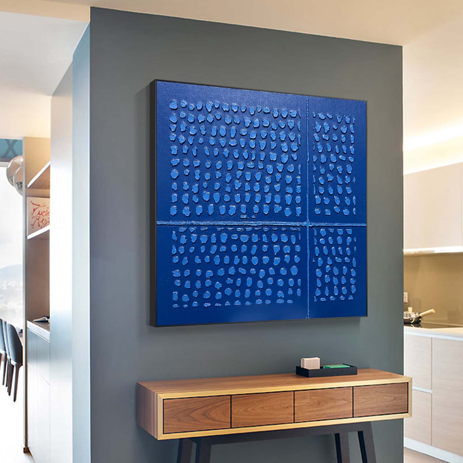 Large Blue Abstract Art for Sale Blue Abstract Texture Painting Blue Minimalist Canvas Wall Painting