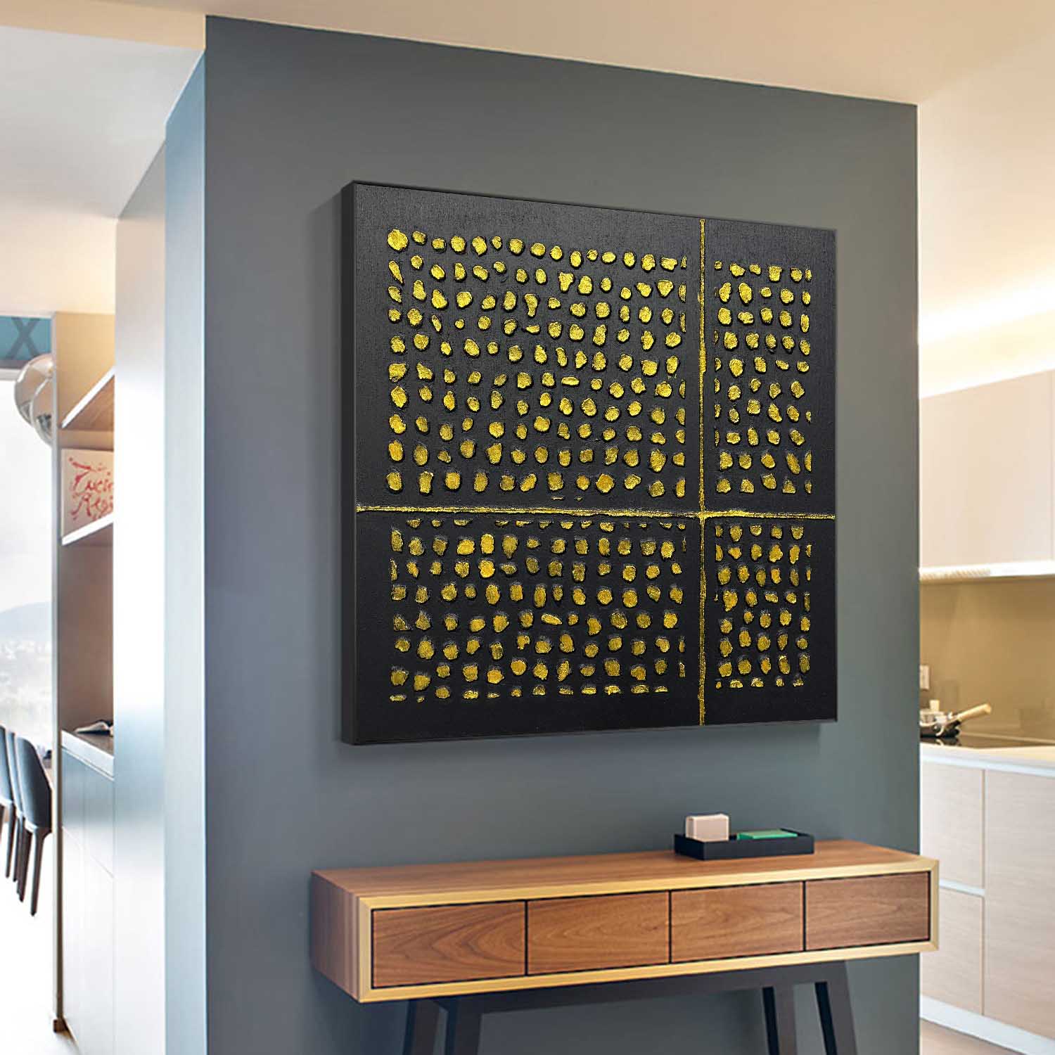 Black and Gold Abstract Canvas Wall Art Black and Gold Texture Painting Black and Gold Minimalist Art for Sale