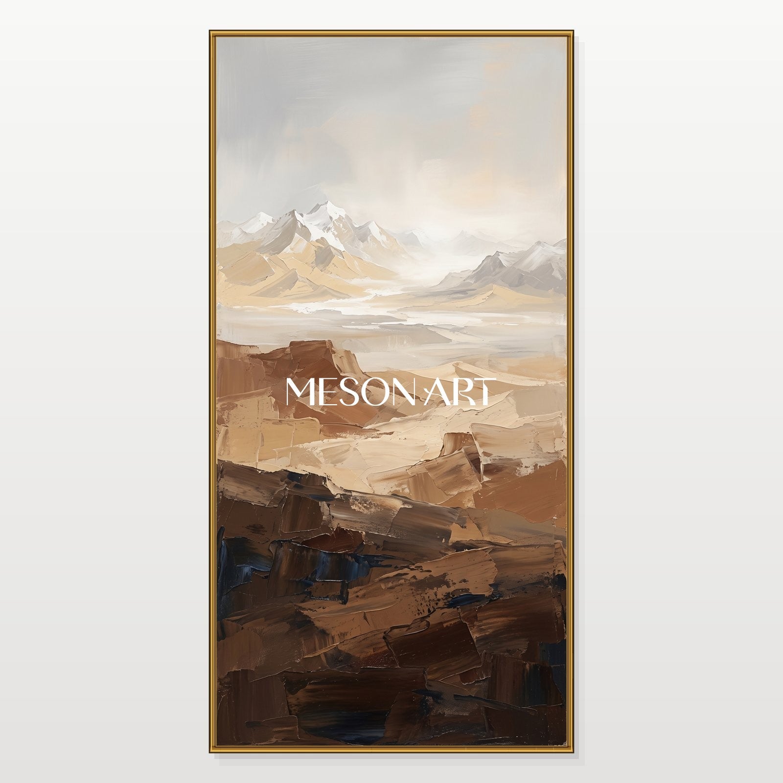 Beige And Brown Abstract Painting Large Panoramic Wall Art Original Artist Hand Painted By Mesonart