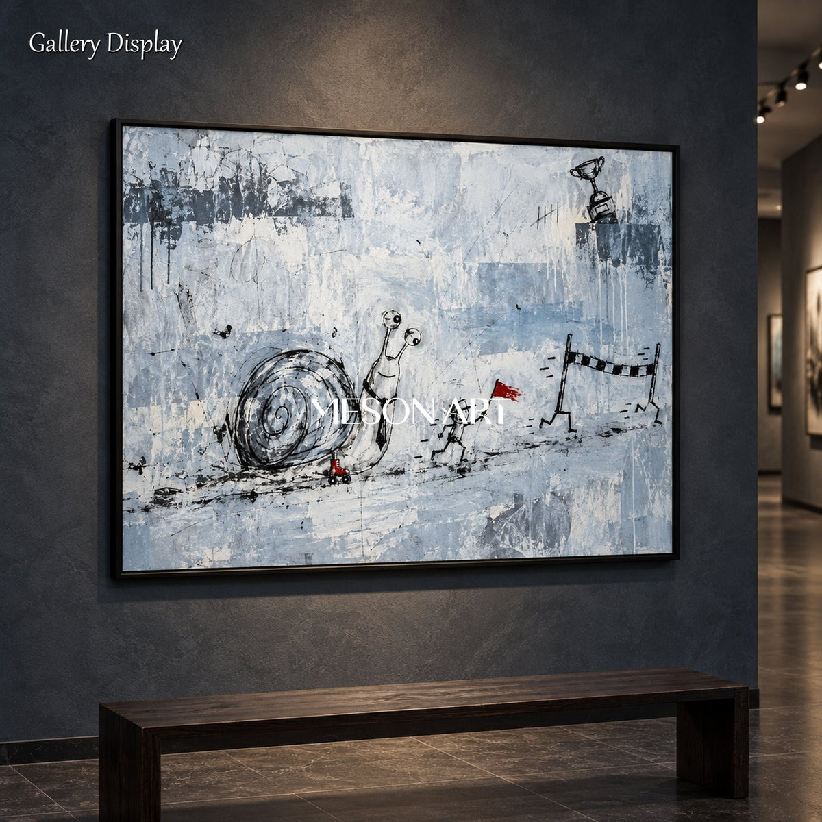 Blue And White Abstract Graffiti Street Art Painting Original Artist Contemporary Urban Wall Canvas By Mesonart