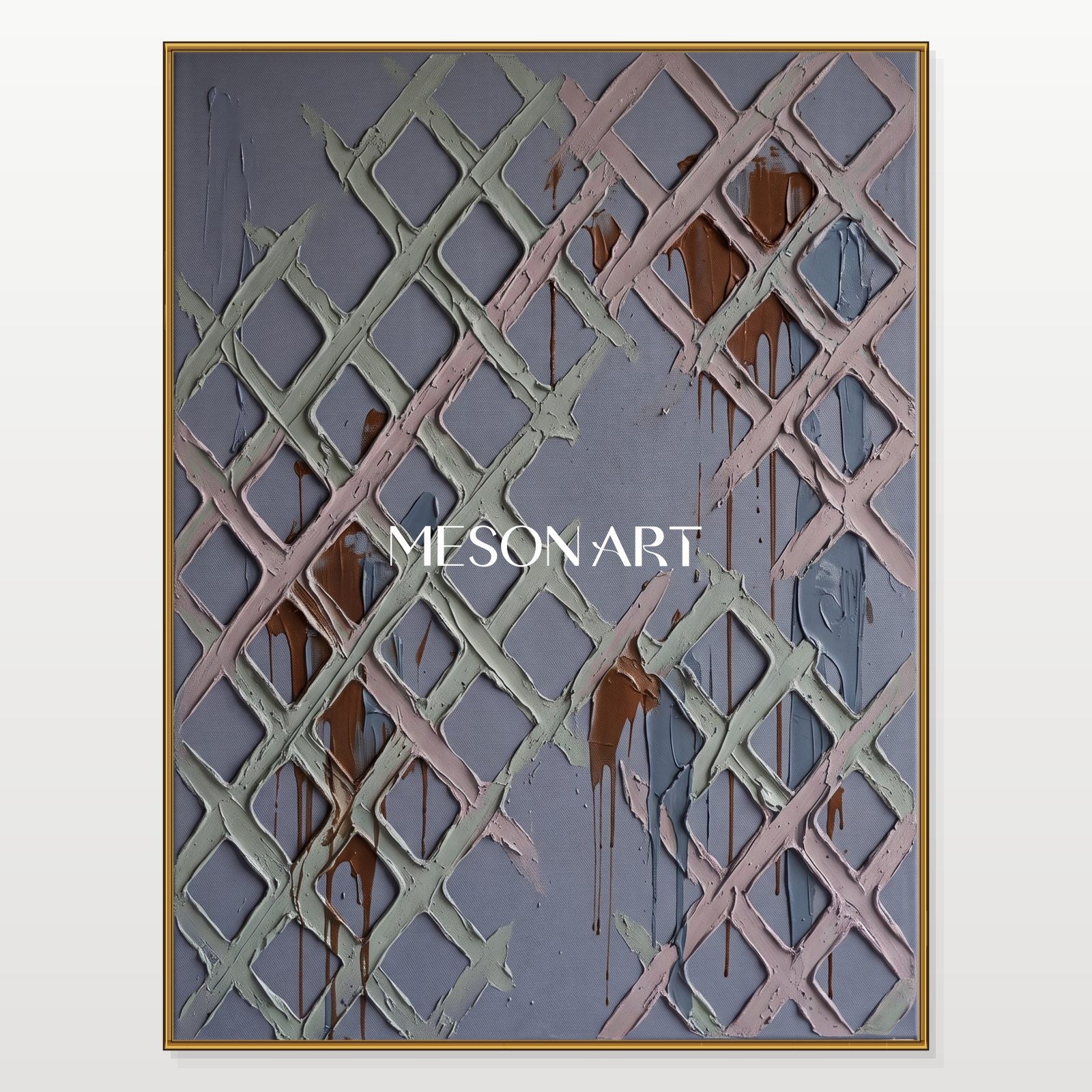 Abstract Geometric Wall Art With Textured Relief For Modern Living Room Decor