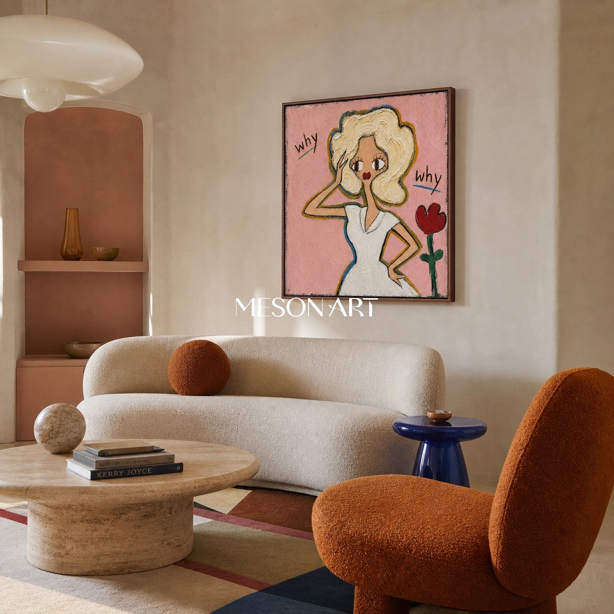 Whimsical Pink Pop Art Painting With Textured Brushwork For Bedroom Entryway Kids Room Decor