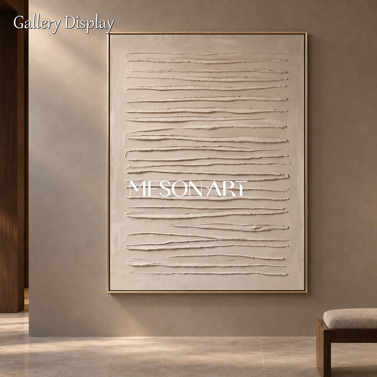 Beige And White Neutral Wall Painting Rectangular Minimalist Art Original Artist By Mesonart