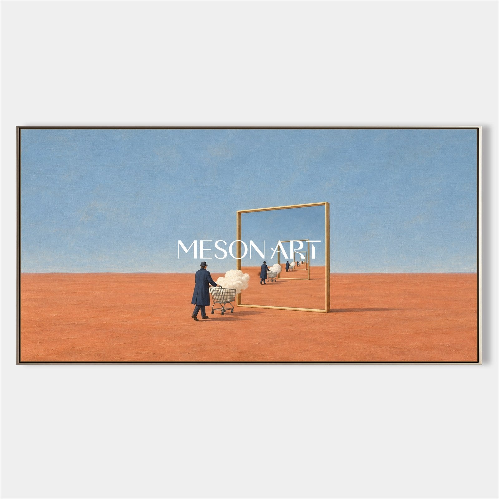 Mesonartによる、青と茶色を基調とした抽象シュルレアリスム調の鏡面