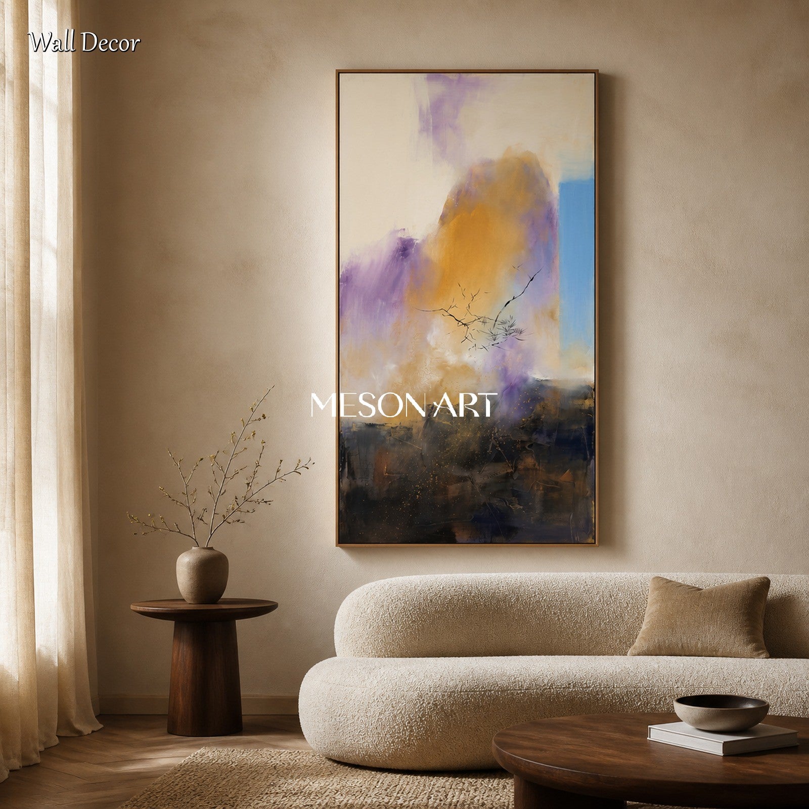 Purple And Gold Abstract Landscape Painting Panoramic Modern Contemporary Art Original Artist By Mesonart