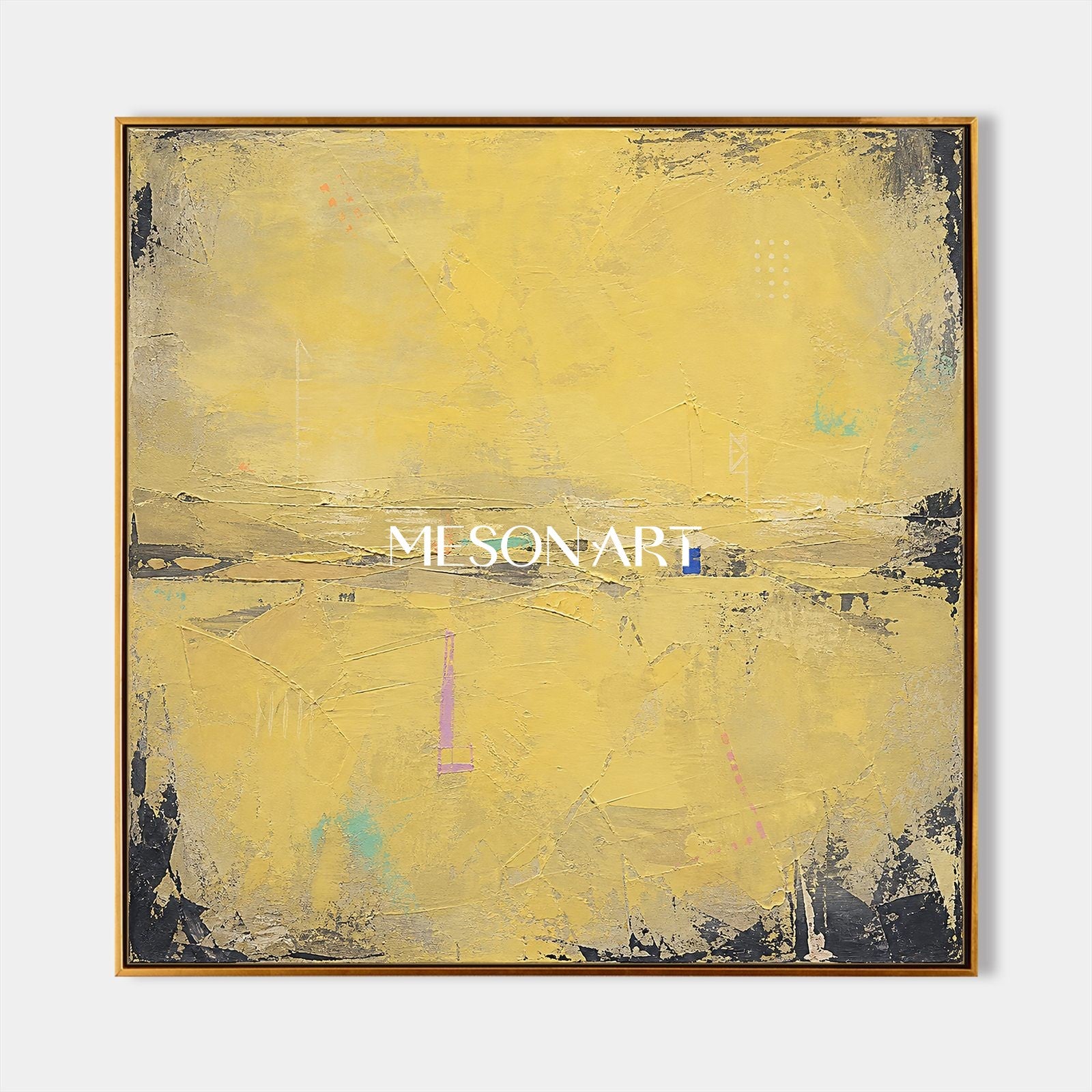 Yellow Abstract Canvas Wall Art For Living Room Entryway Minimalist Landscape Painting