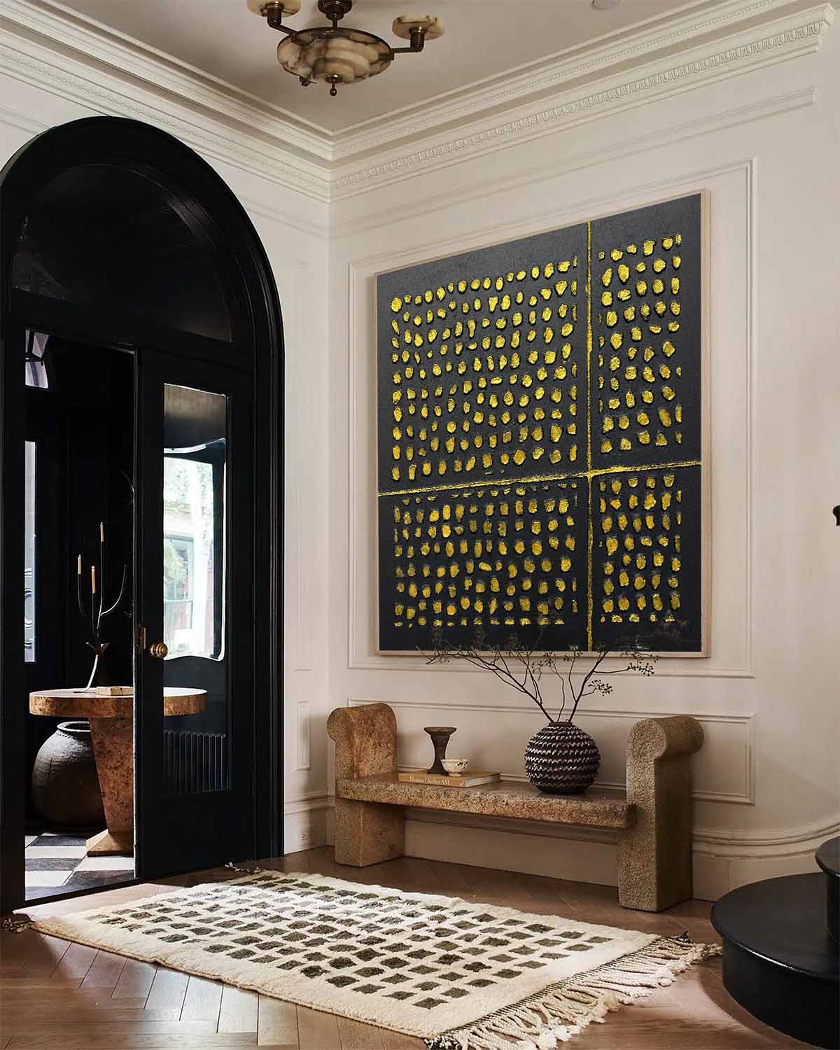 Black and Gold Abstract Canvas Wall Art Black and Gold Texture Painting Black and Gold Minimalist Art for Sale