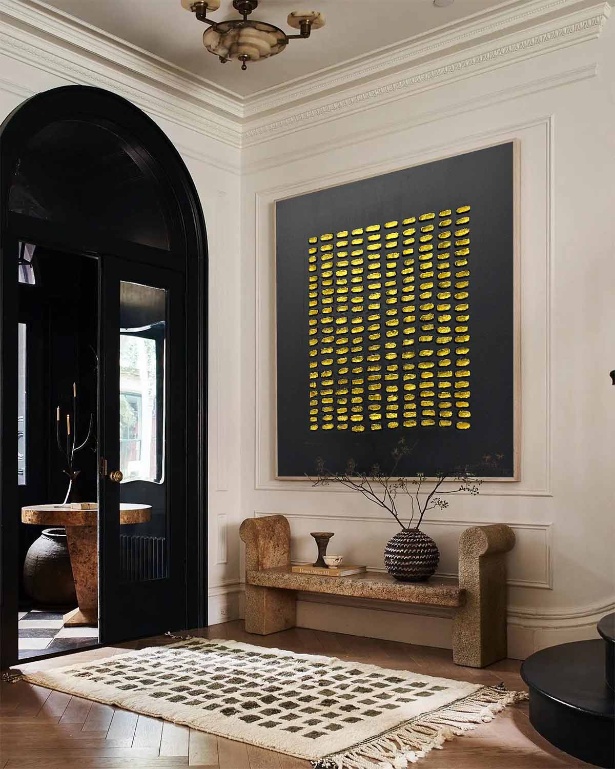 Large Black and Gold Abstract Textured Painting Black and Gold Abstract Art for Sale Black and Gold Minimalist Canvas Wall Art