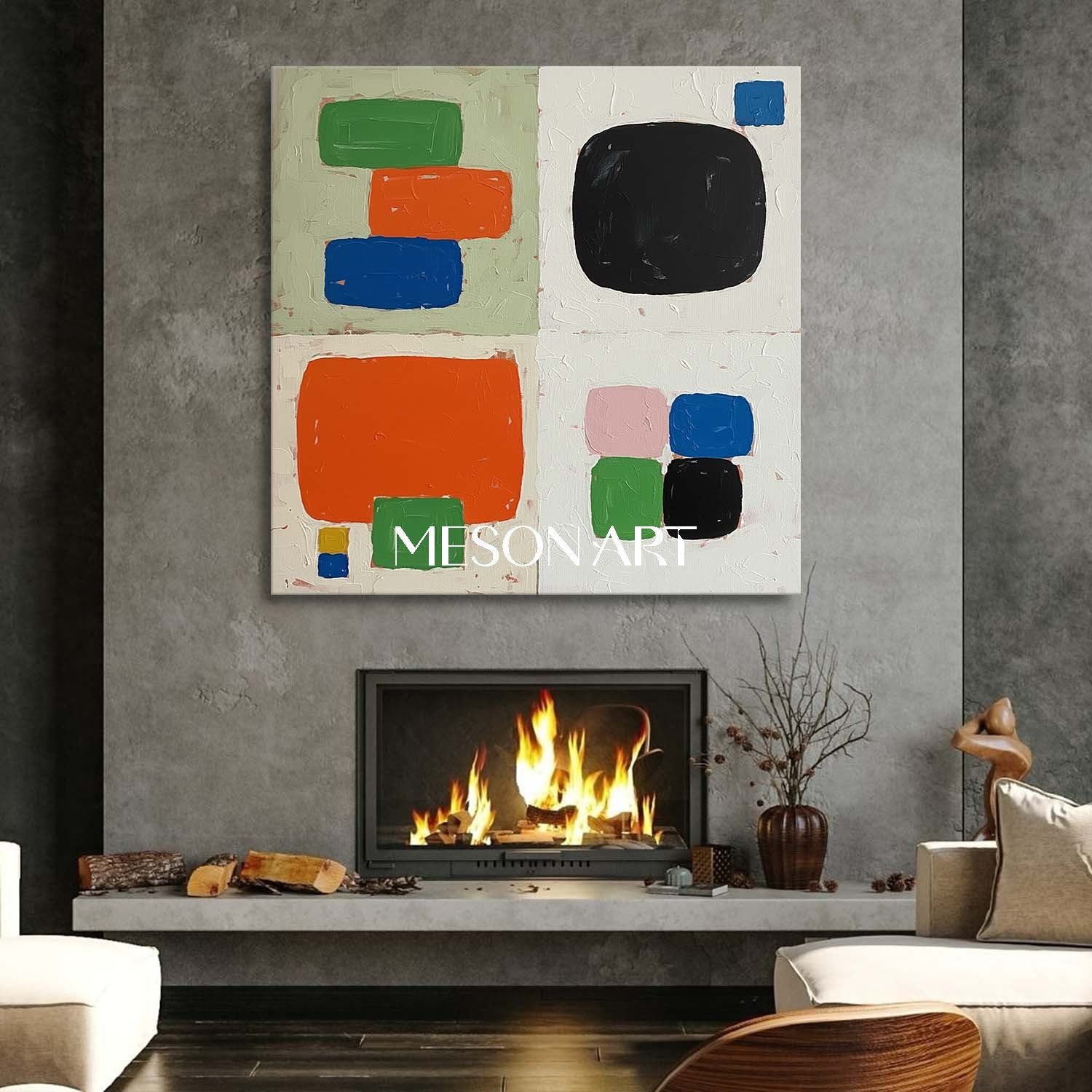 Custom Oil Painting Oversized Framed Canvas 24×24 Living Room Wall Art