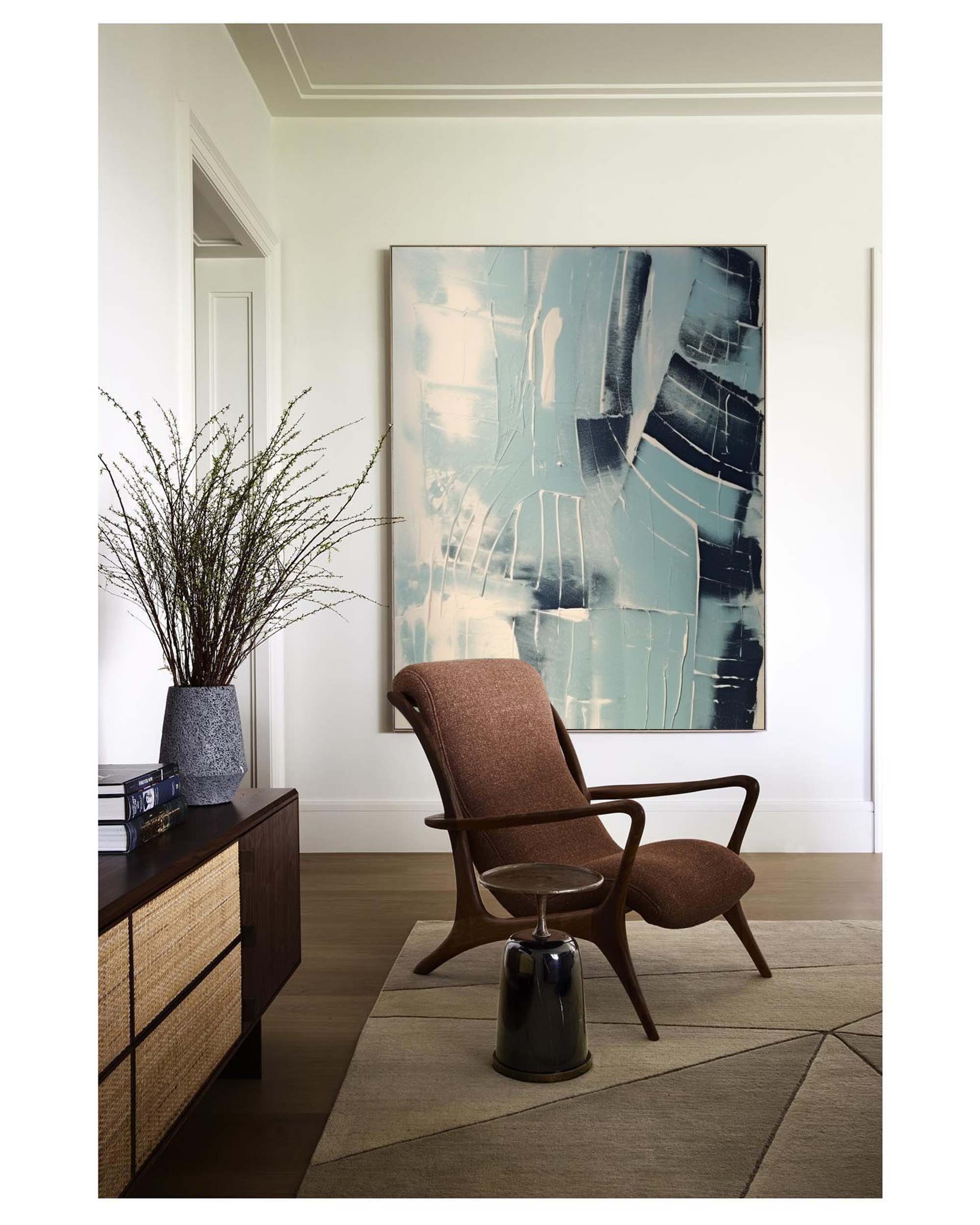 Blue and Black Texture Wall Painting Minimalist Canvas Abstract Art Living Room Minimalist Wall Decor