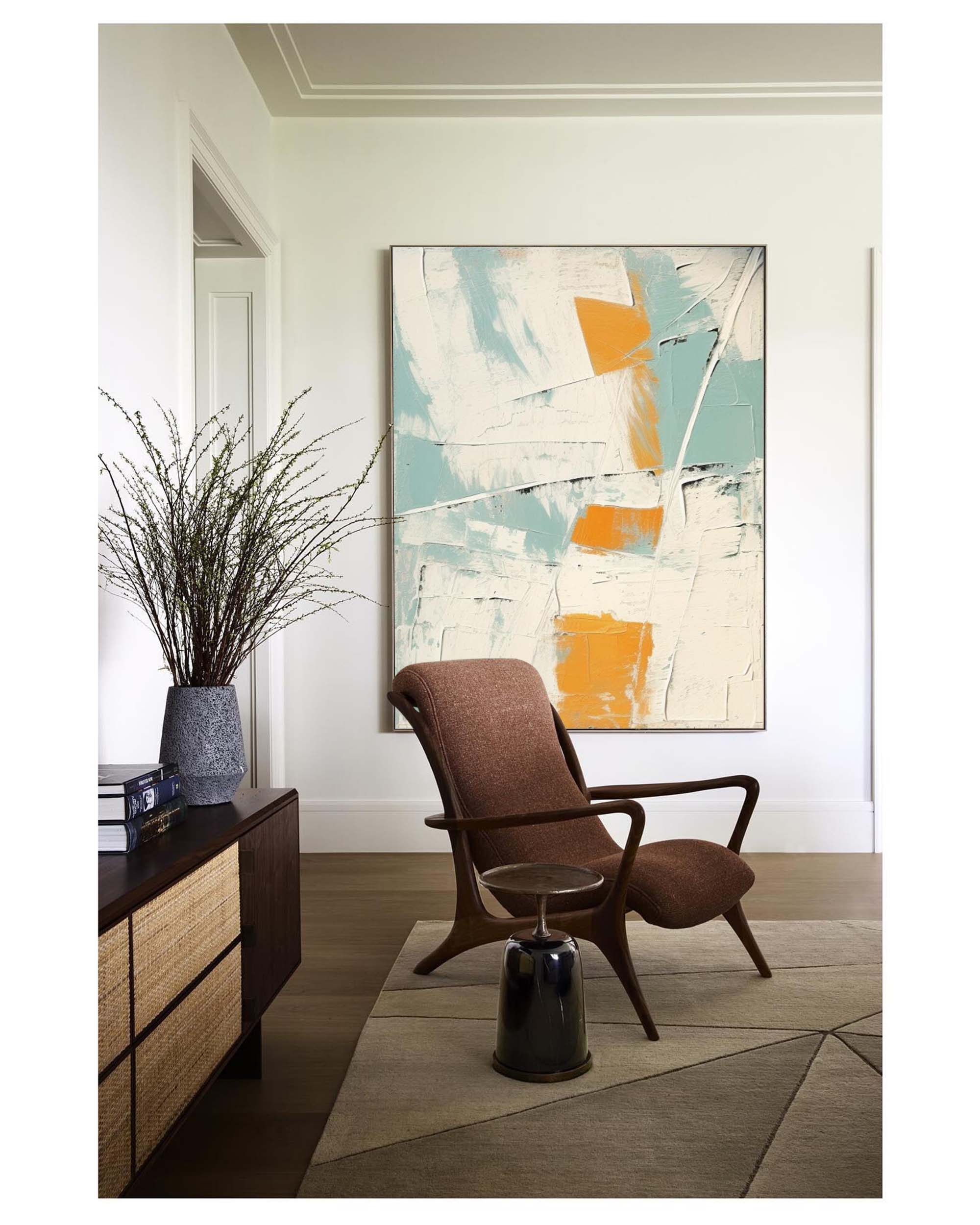 Gray and Blue Minimalist Wall Art Gray and Blue Texture Painting Living Room Minimalist Wall Decor