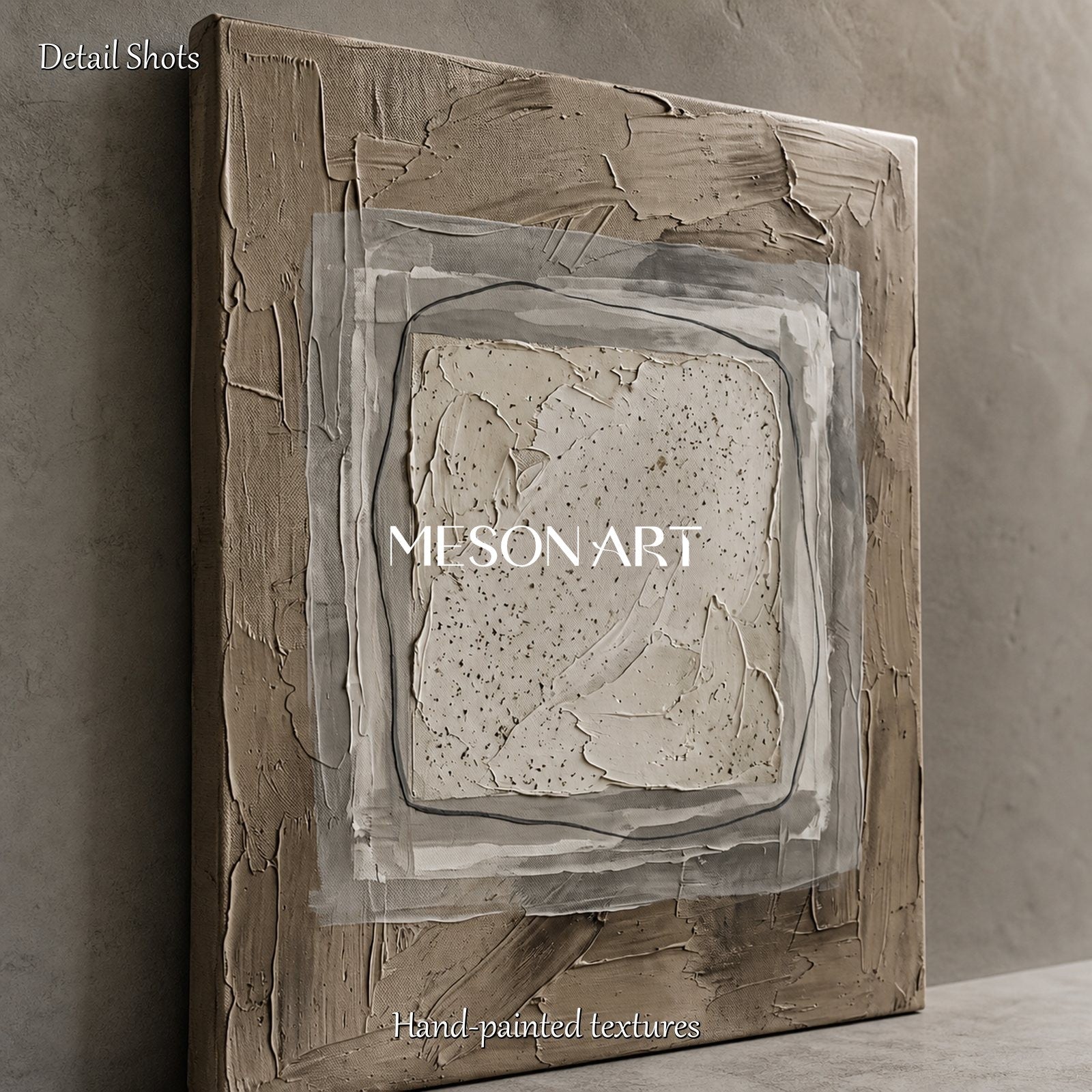 Minimalist Abstract Painting With Textured Relief For Modern Living Room Decor