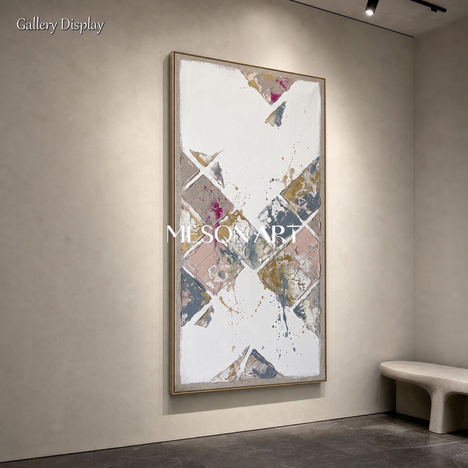 Minimalist Geometric Abstract Art With Metallic Accents For Modern Living Room Entryway Quiet Luxury Decor