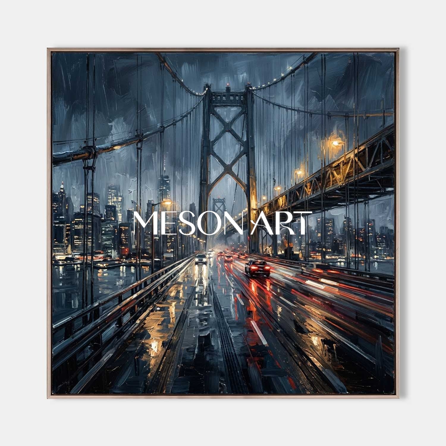 Abstract City Painting With Plaster Texture For Modern Industrial Living Room Decor