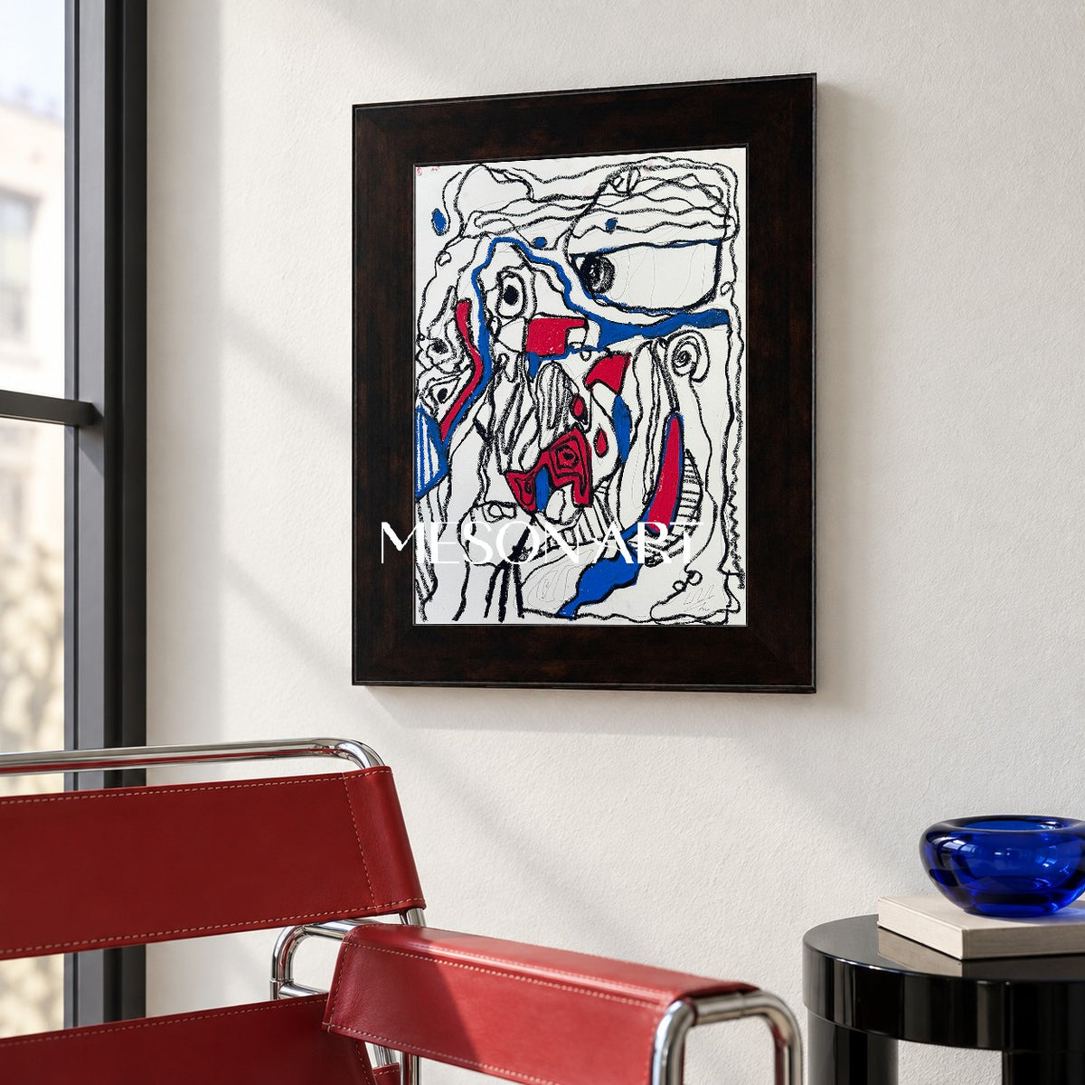 Red And Blue Abstract Expressionist Painting Original Artwork By Mesonart