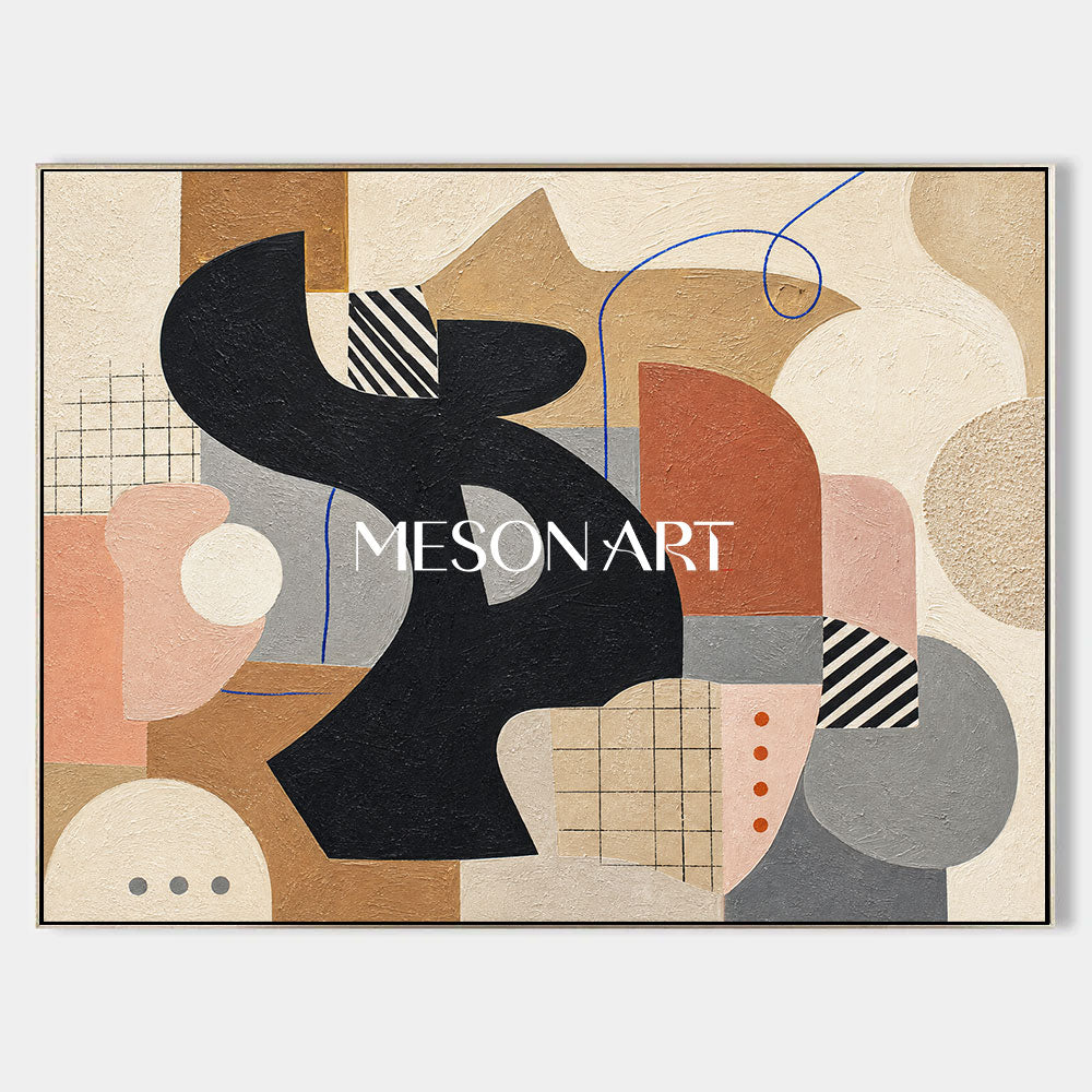 Mid-Century Modern Abstract Art With Organic Shapes For Living Room Decor