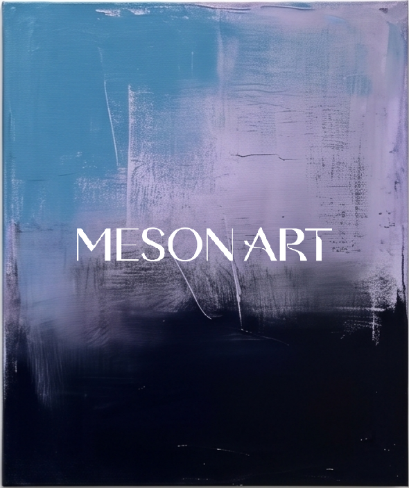Purple And Blue Abstract Expressionist Landscape Painting Rectangular Wall Art Original Artist By Mesonart