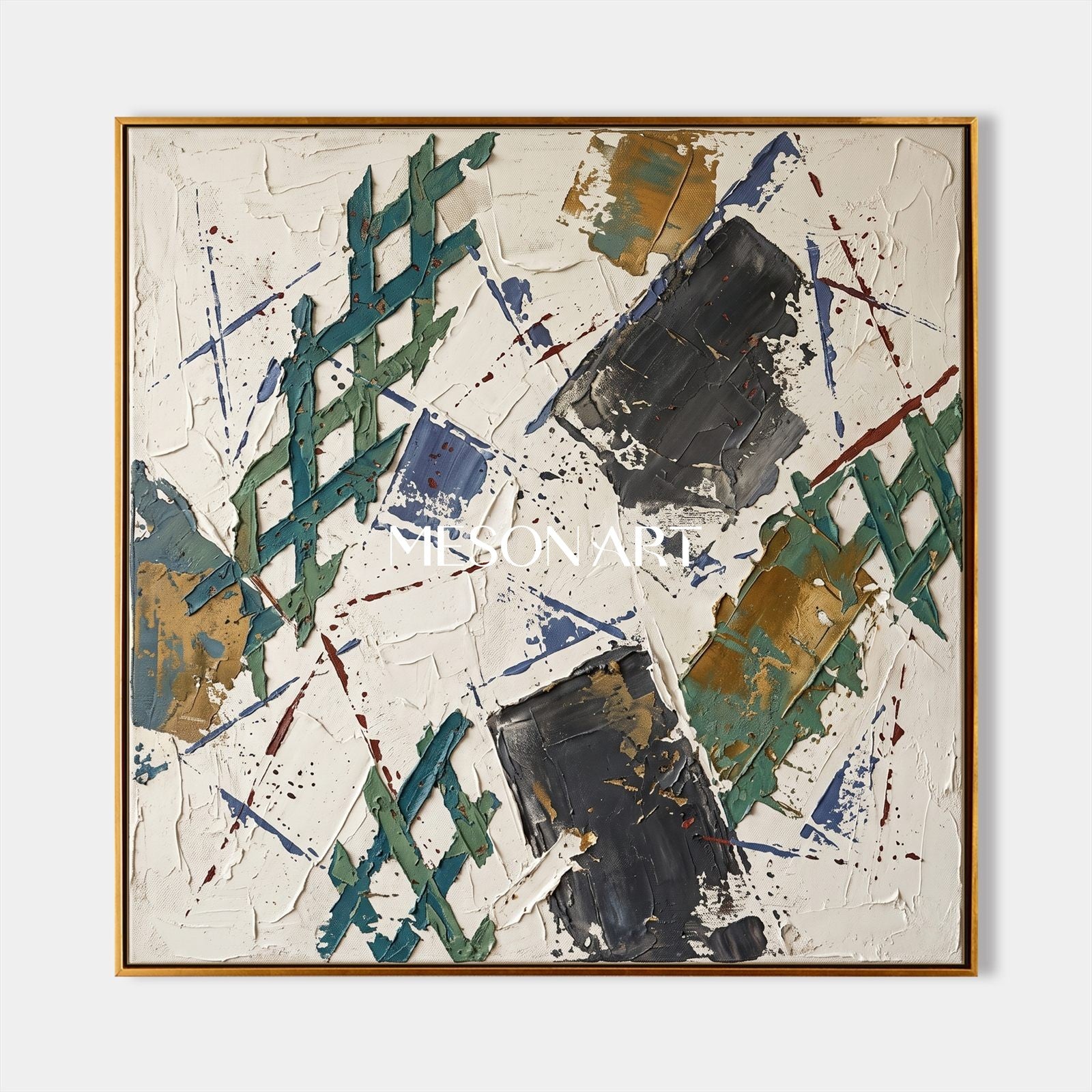 Minimalist Abstract Painting With Textured Relief For Modern Living Room Decor