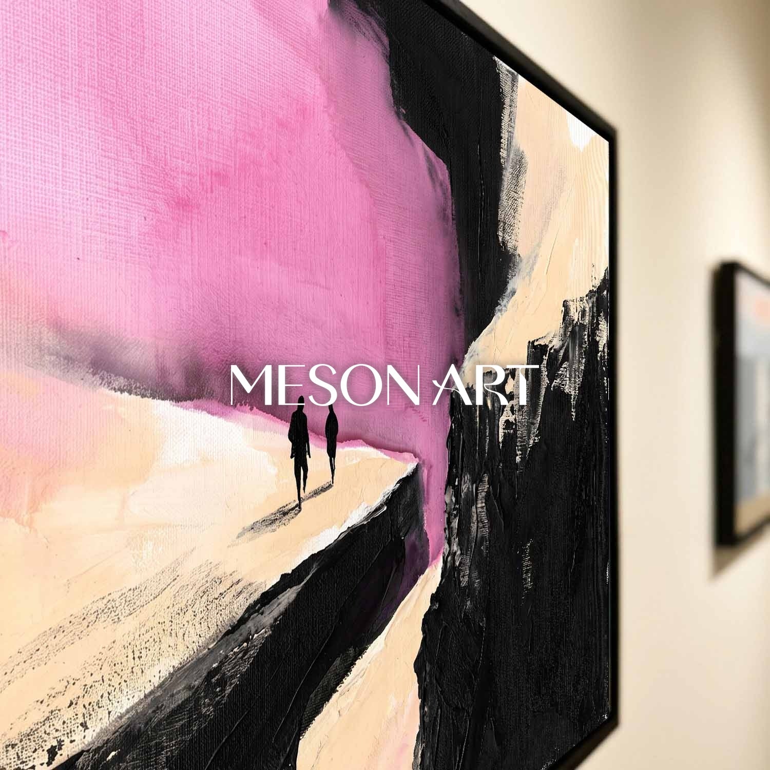 Modern Abstract Art With Bold Black And Pink Colors For Contemporary Living Spaces