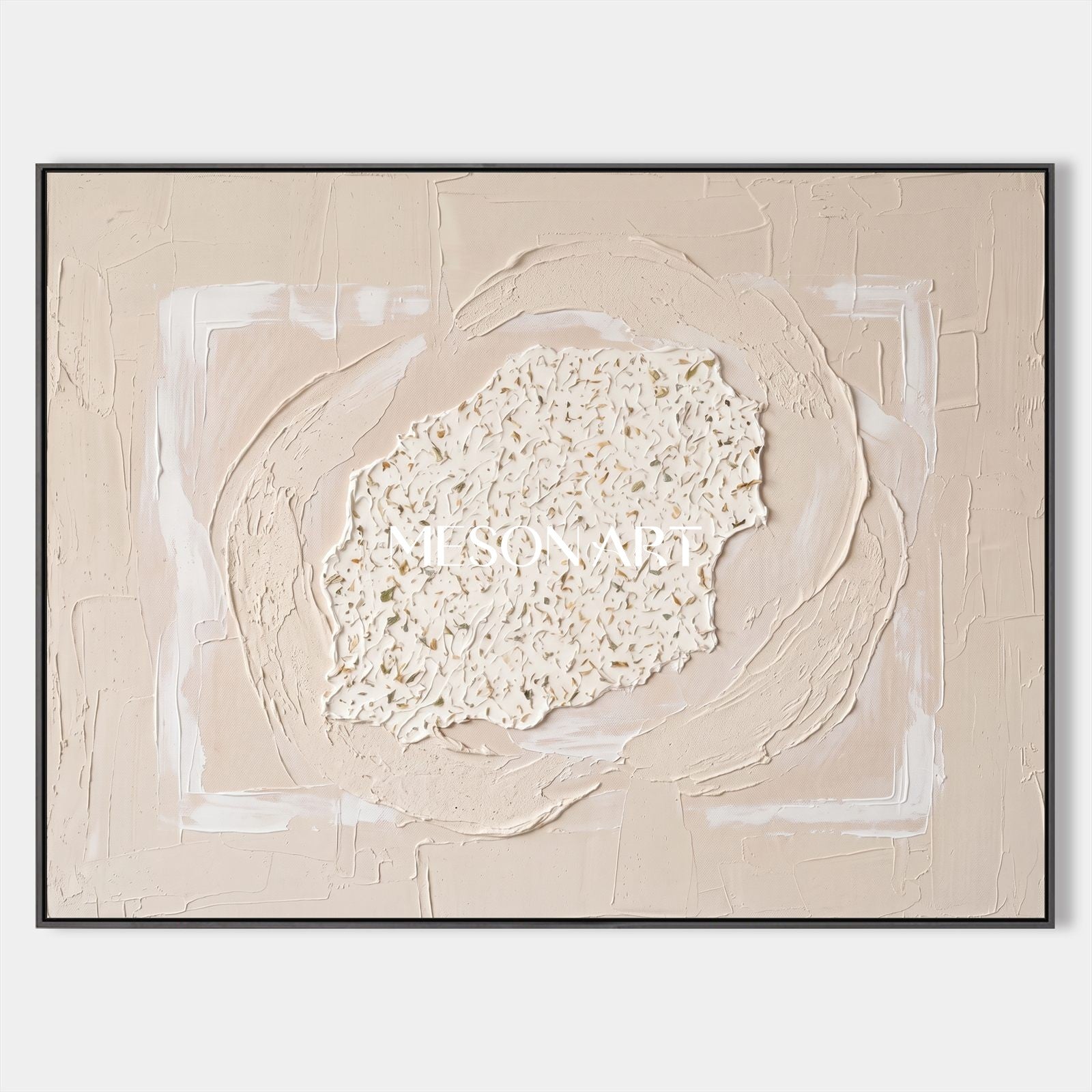 Minimalist Beige Textured Relief Art For Modern Living Room Decor