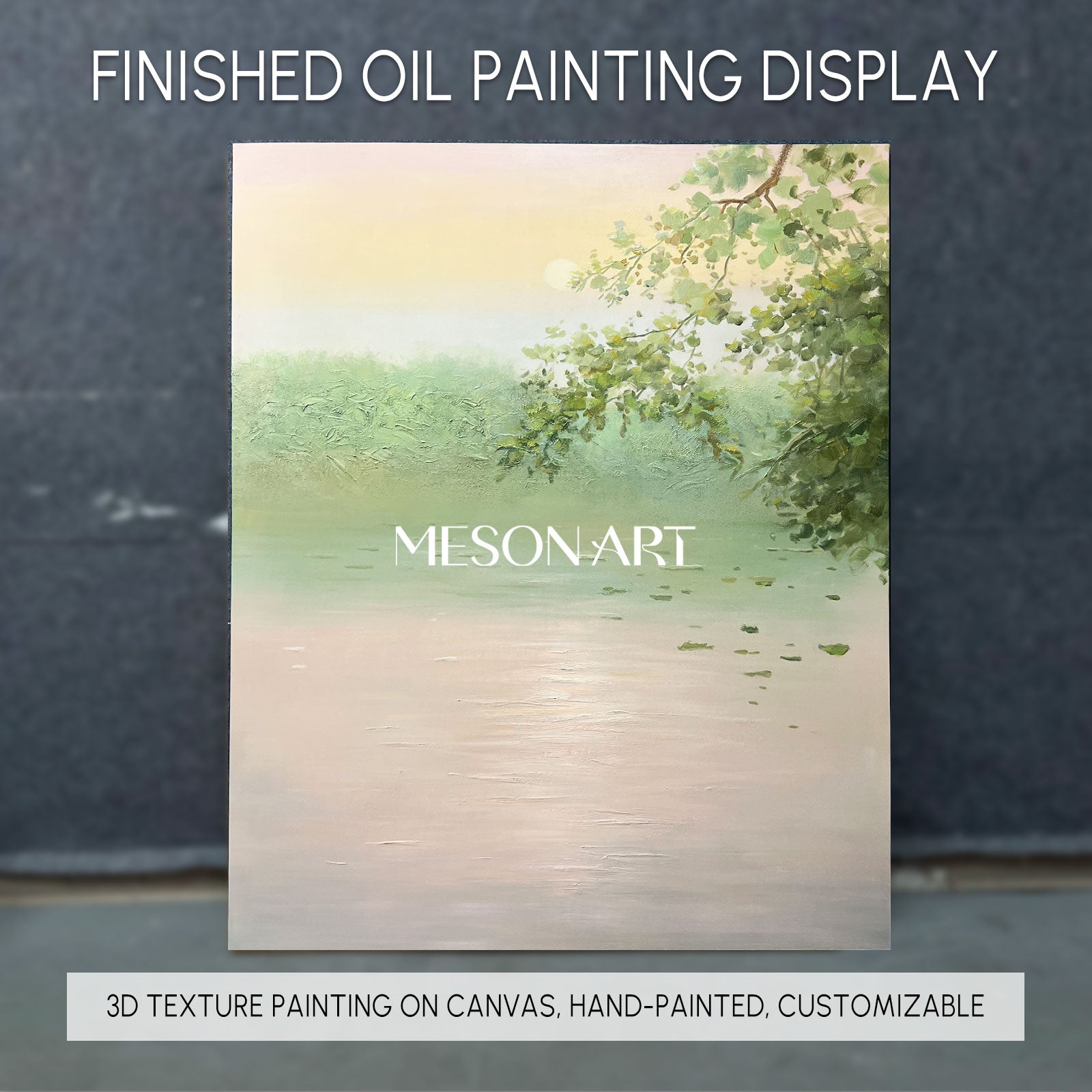 Large Green Landscape Art Large Green Wall Decor Green Landscape 3D Textured Canvas Painting