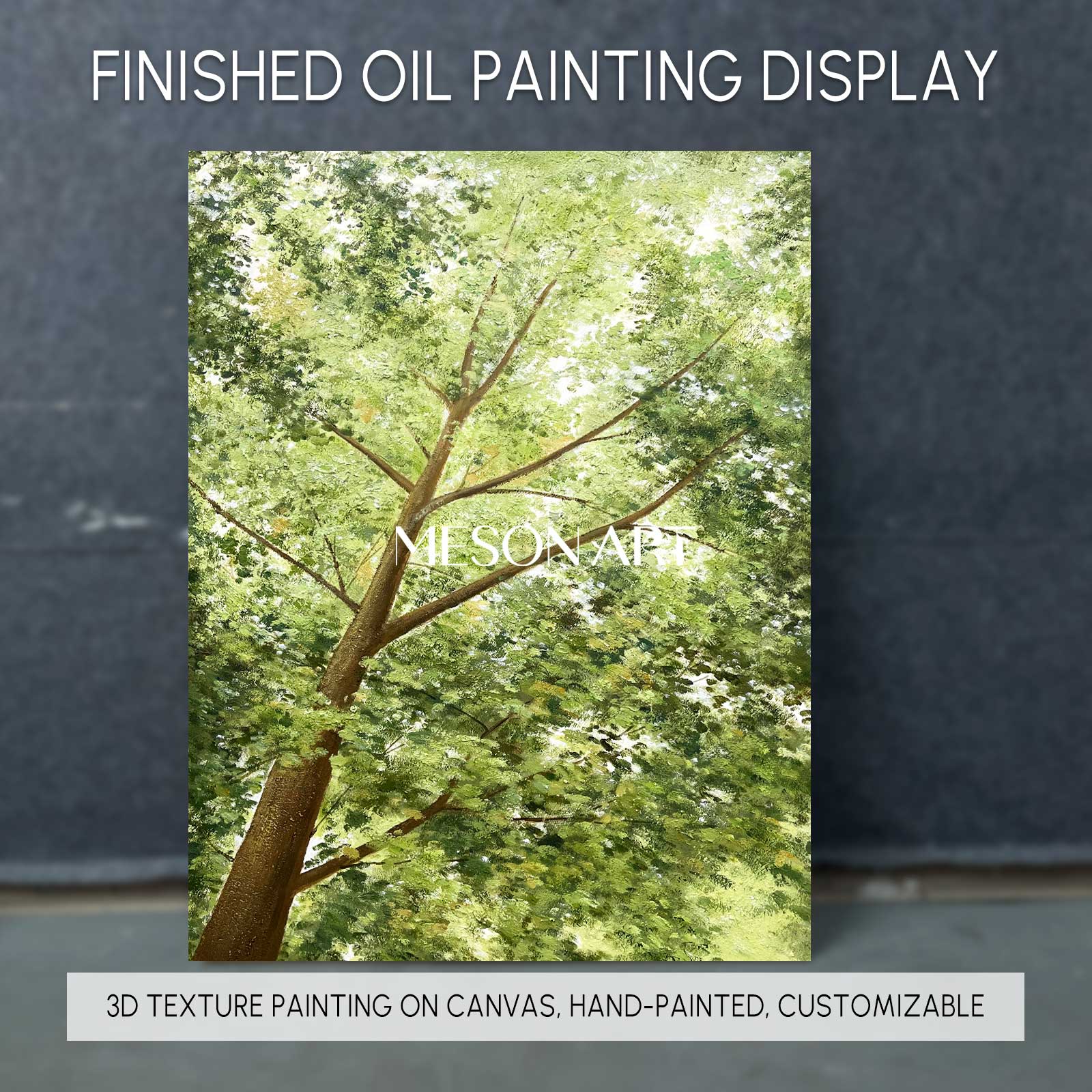 Big Green Textured Tree Painting Green Tree Textured Canvas Wall Art 3D Green Tree Acrylic Painting