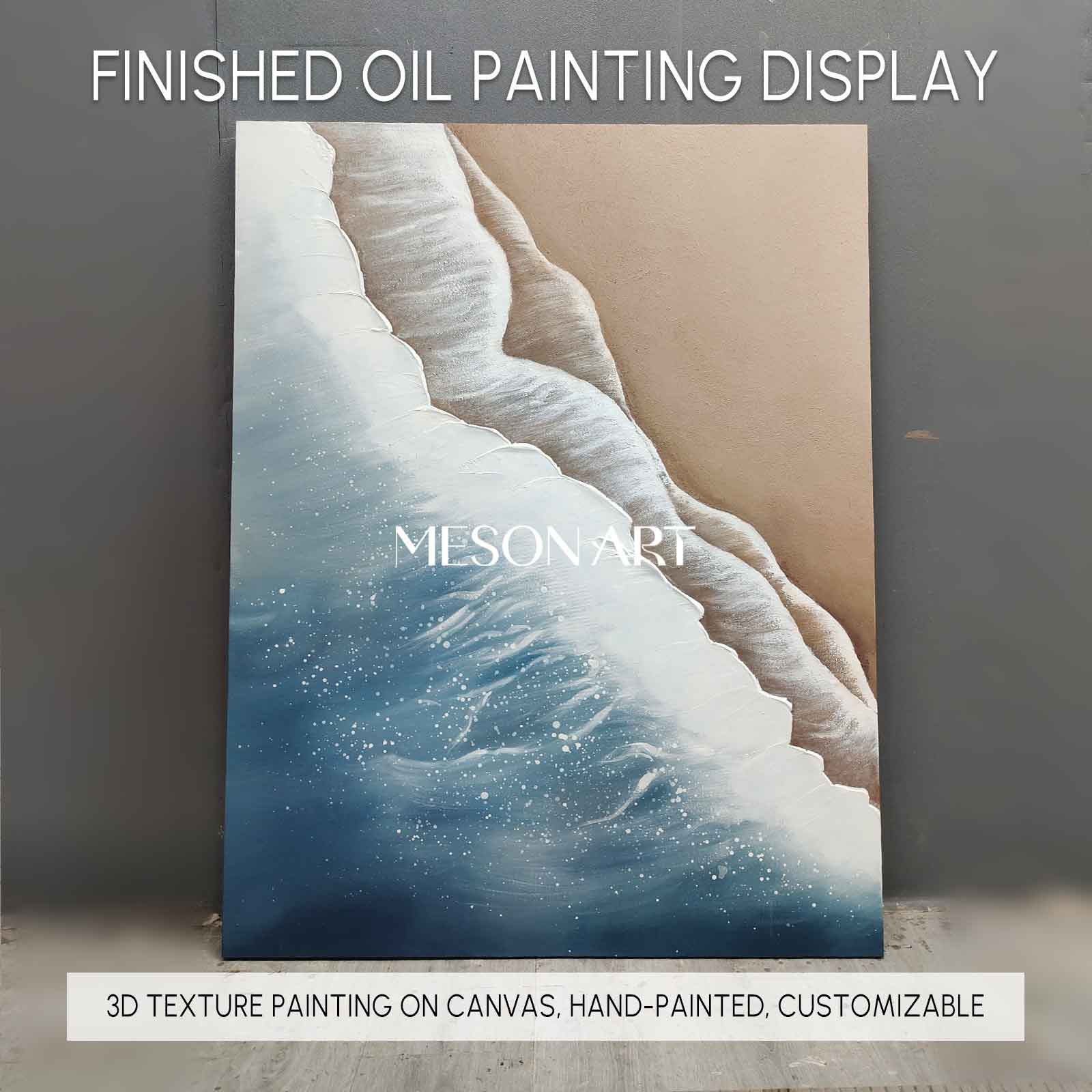 Large 3D Ocean Wave Painting Large 3D Ocean Wave Texture Wall Art 3D Plaster Art Minimalist Painting