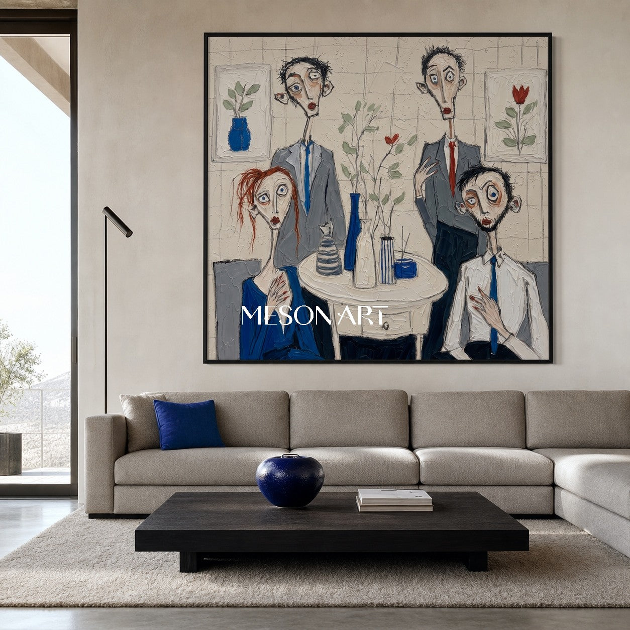 Expressive Figurative Oil Painting With Textured Brushwork For Modern Living Room Decor