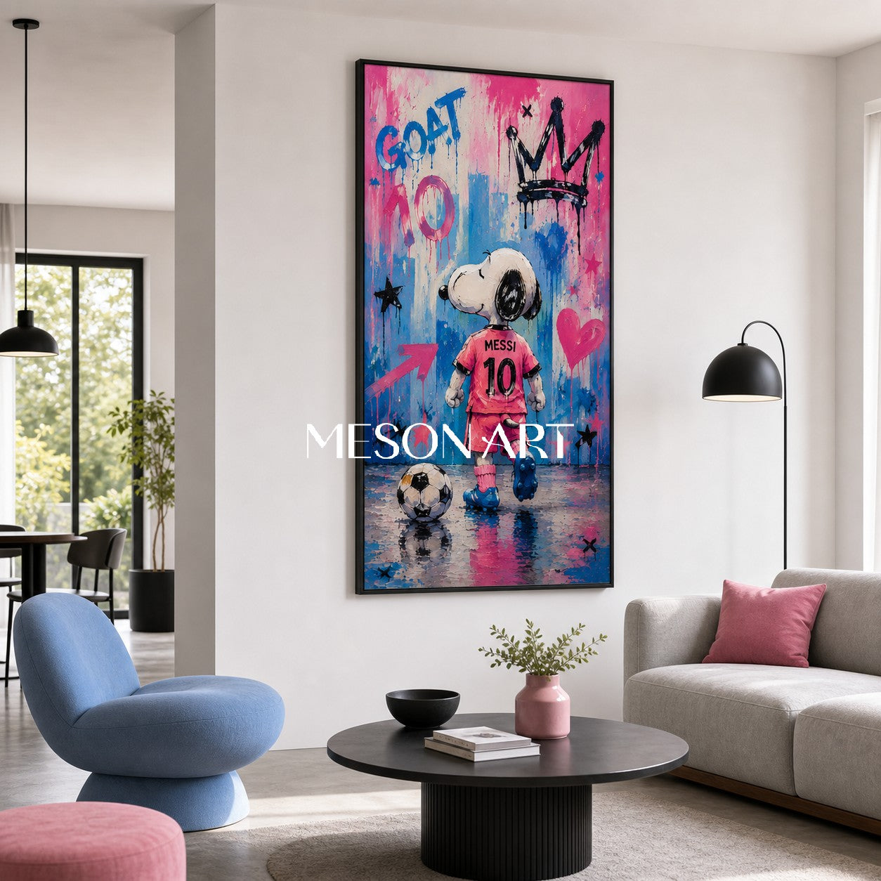Crowned Champion Pop Art Painting With Pink Jersey And Graffiti Style For Kids Room