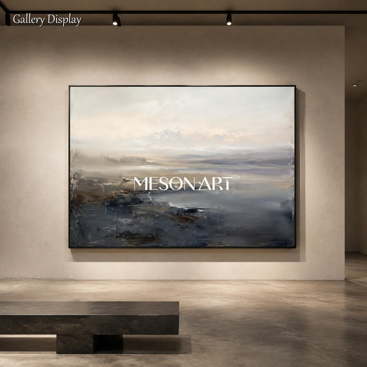 Gray And White Abstract Painting Rectangular Wall Art For Living Room Original Artist By Mesonart