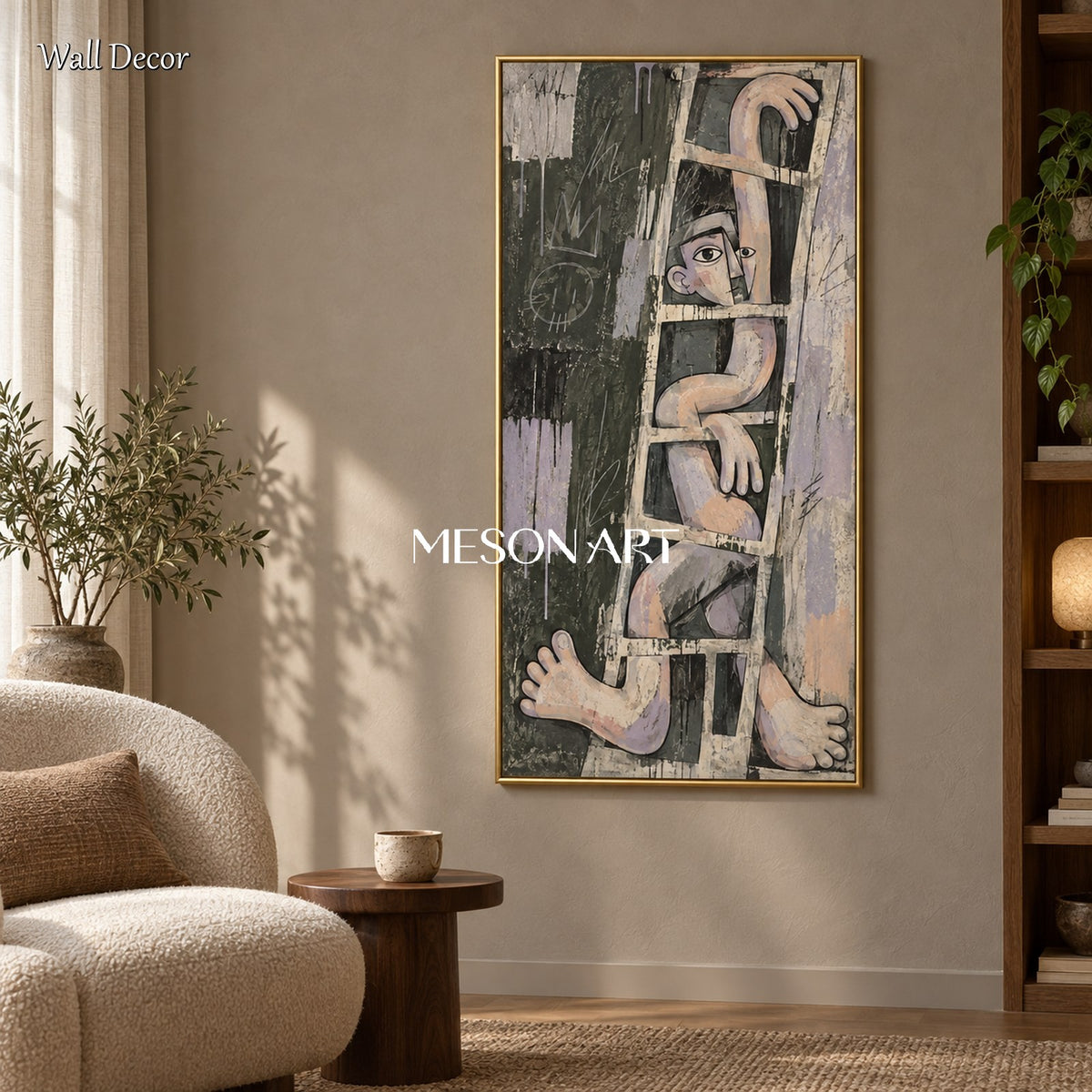 Gray And Black Abstract Graffiti Painting Large Panoramic Wall Art Original Artist Contemporary Modern By Mesonart