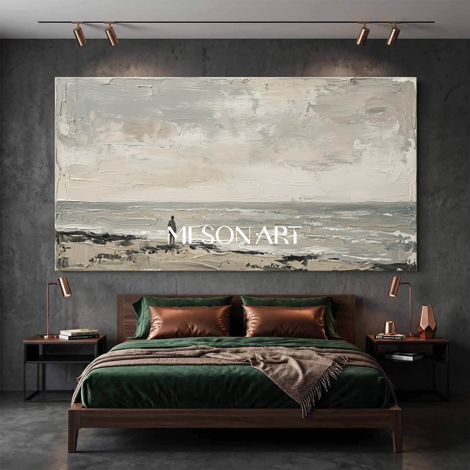 Japandi Style Wall Art With Grey And Beige Tones For Bedroom Decor