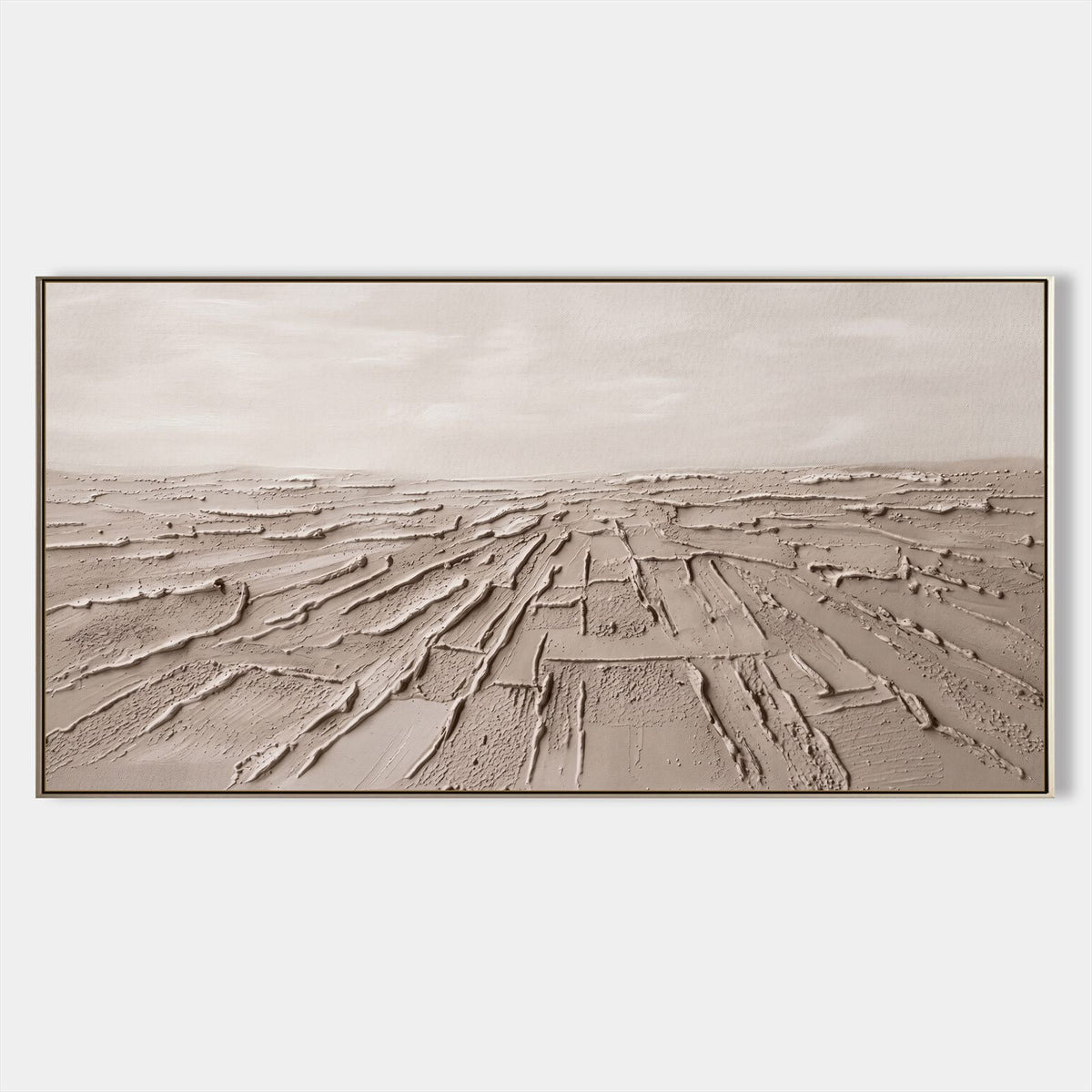 Beige Abstract Art Panoramic Wall Decor Original Artist Hand Painted Neutral Painting By Mesonart