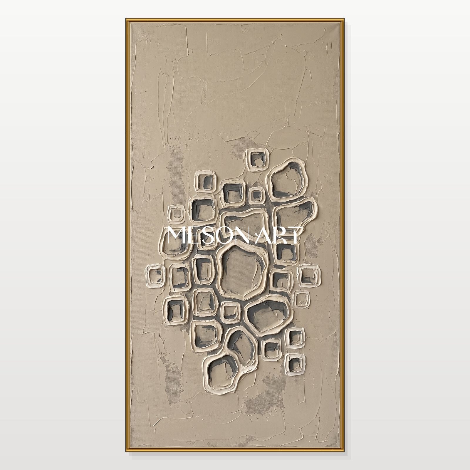 Minimalist Geometric Abstract Art With Textured Relief For Modern Living Room Decor