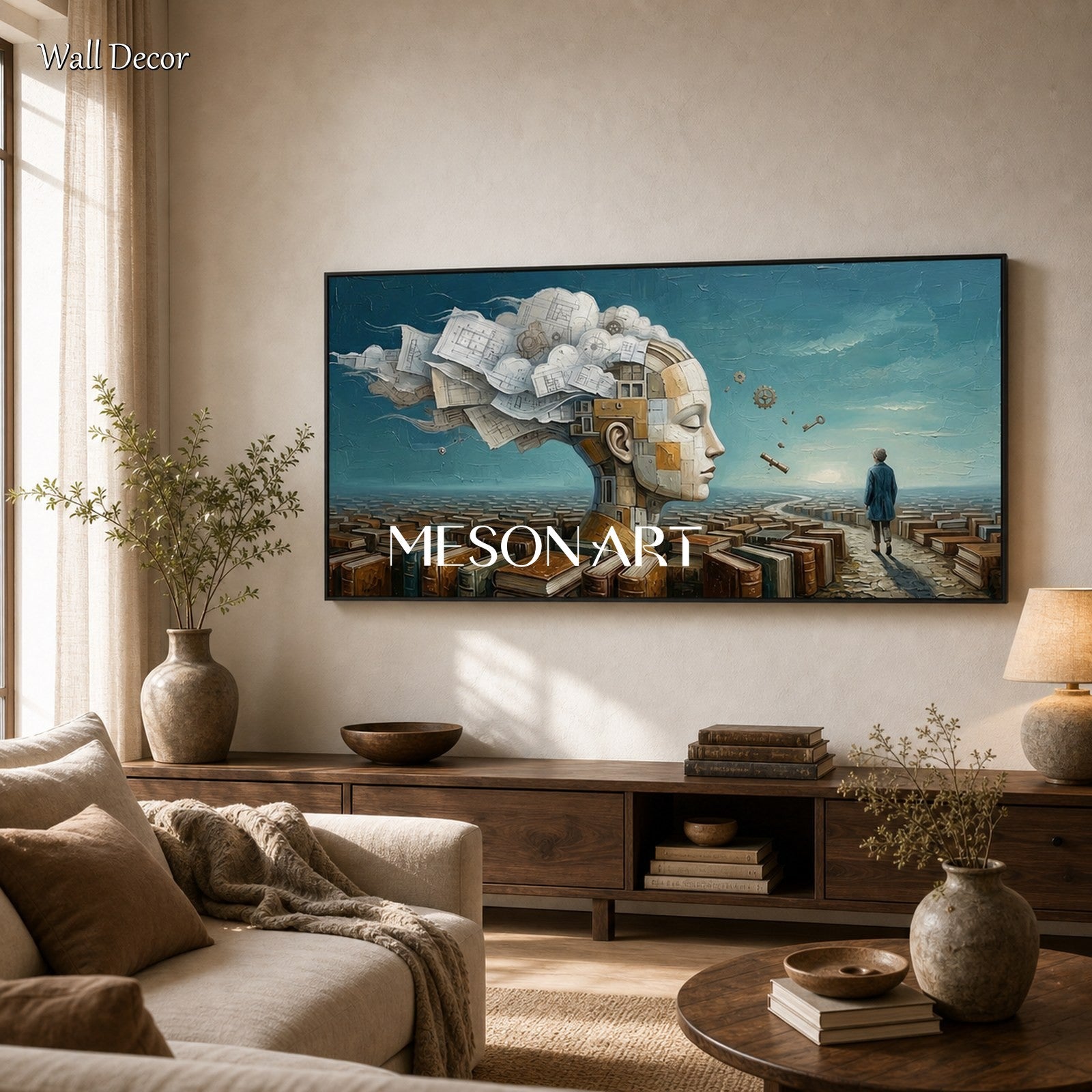 Surreal Library Wall Art For Home Office And Study Dark Academia Decor