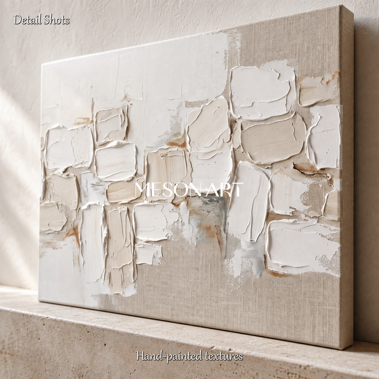 Minimalist Abstract Art With Textured Relief Blocks For Modern Home Decor