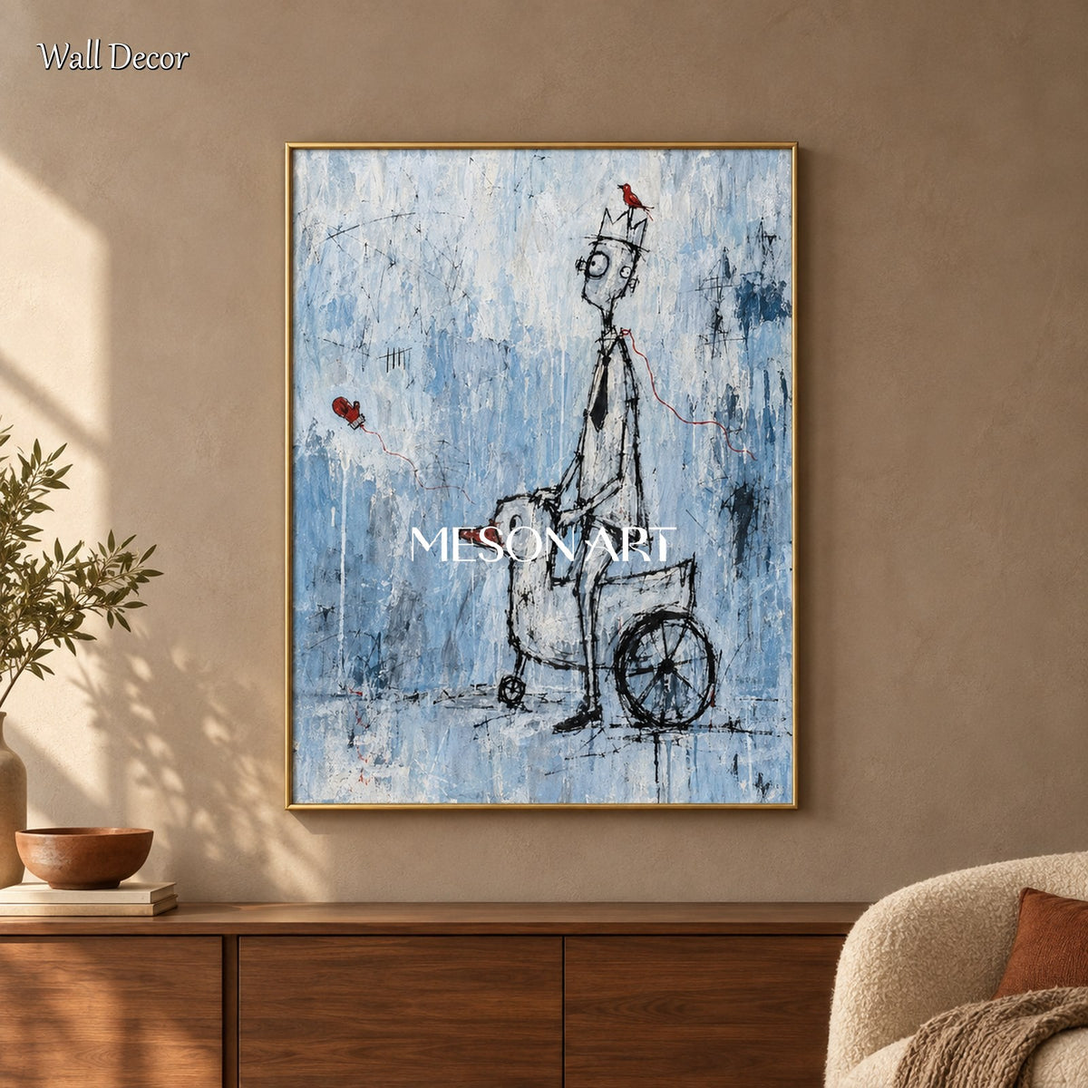 Blue And Red Abstract Graffiti Pop Art Painting Original Artist Rectangular Wall Art Large For Living Room By Mesonart