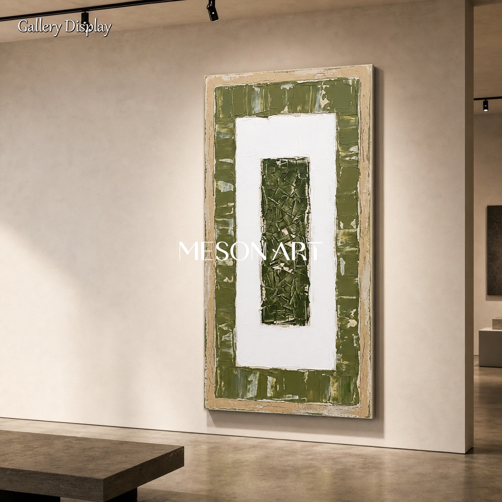 Large Green Minimalist Wall Art For Modern Living Room Entryway Decor