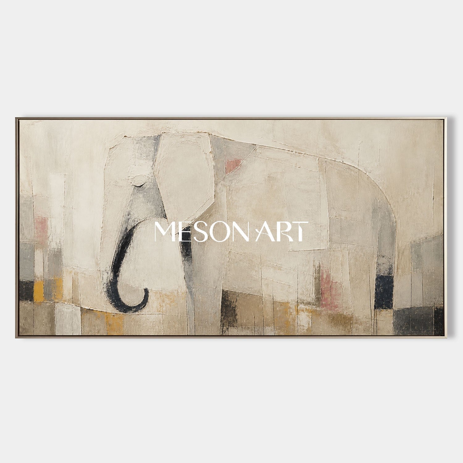 Minimalist Elephant Canvas Art In Earthy Tones For Modern Living Room Decor