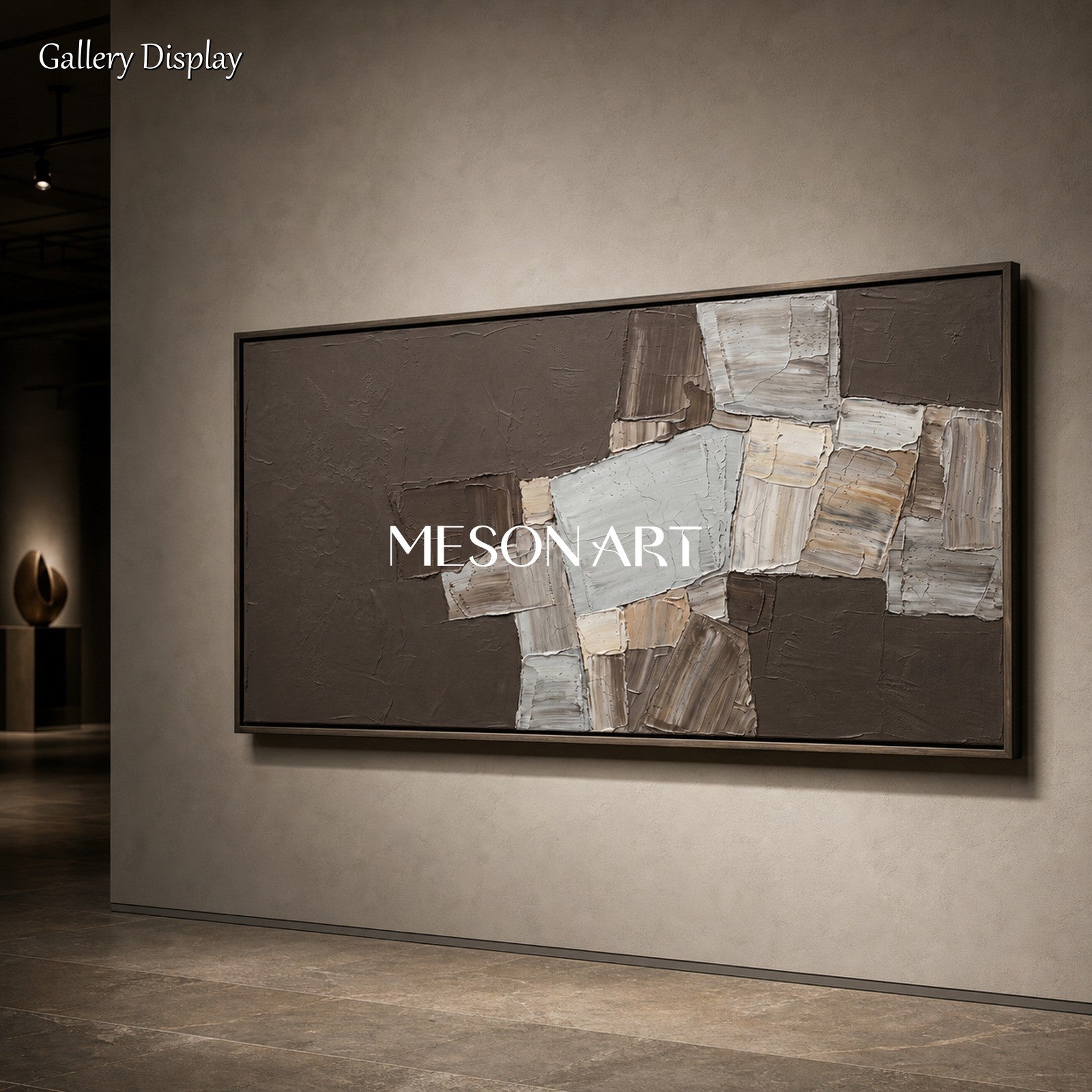 Large Brown Abstract Art Painting Minimalist Textured Wall Decor For Living Room