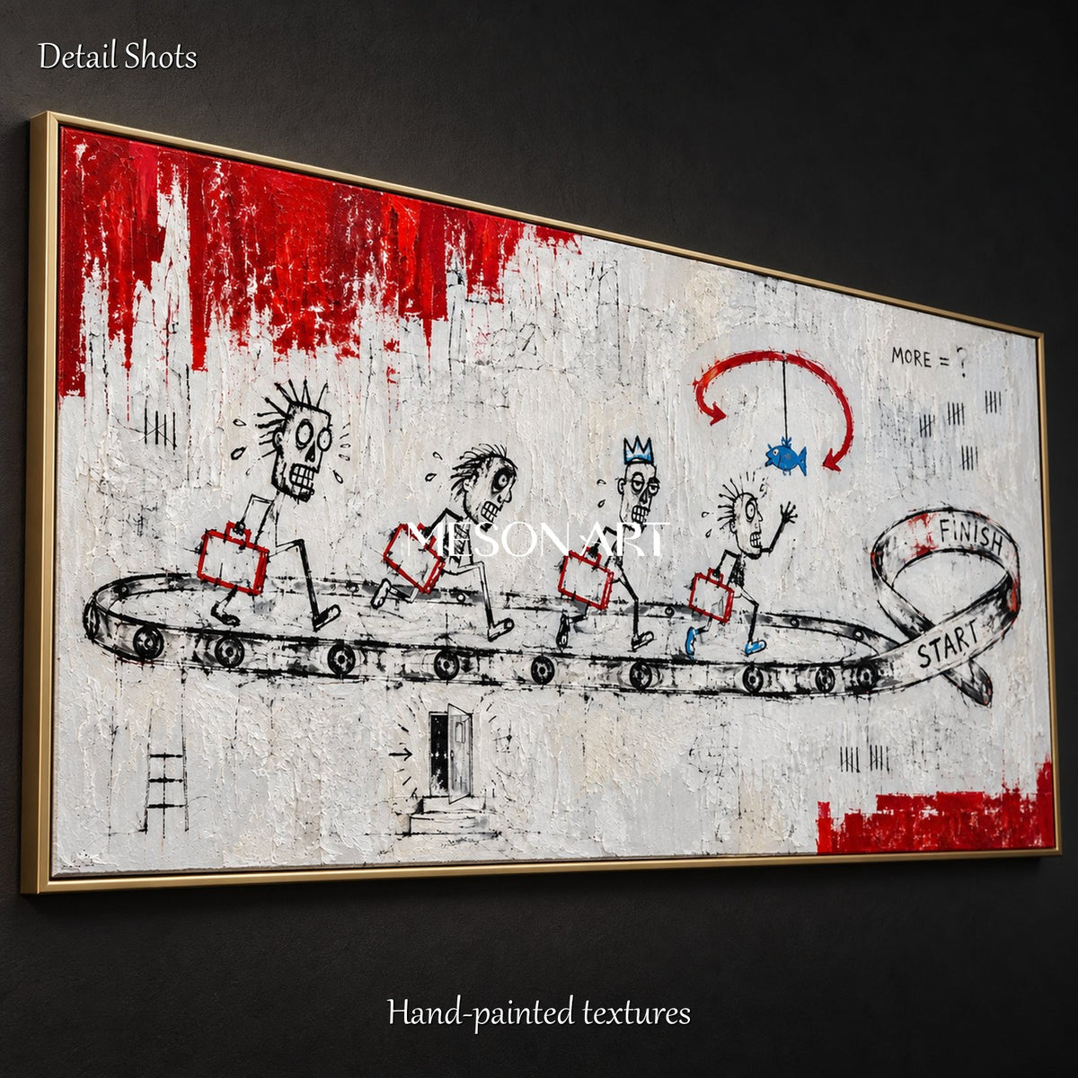 Red And White Abstract Painting Original Hand Painted Contemporary Art For Living Room By Mesonart